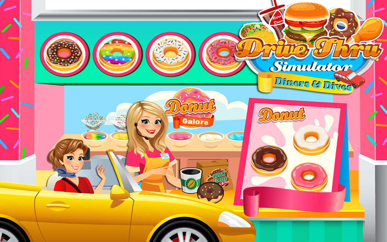 Drive Thru 2 Diners, Drive Ins, Donuts & Dives Food & Cooking Games