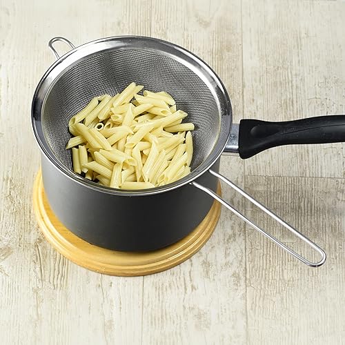 Miniatura 3 de YBM Home Colador de malla fina de acero inoxidable con mango para enjuagar granos, frijoles y frutas de arroz, 6.5 pulgadas