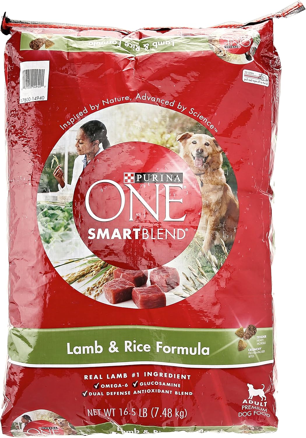 Purina ONE Dry Dog Food Lamb and Rice Formula - 16.5 lb. Bag