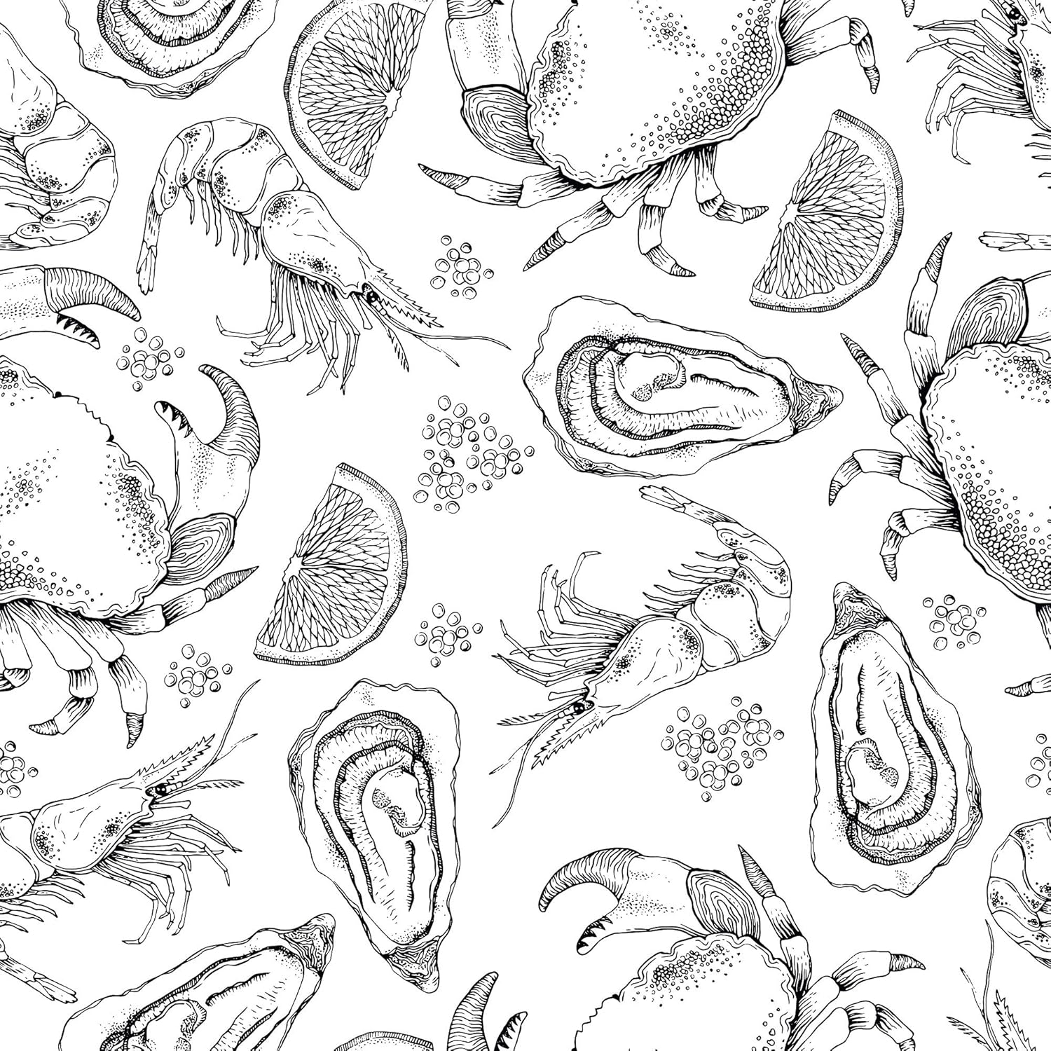 Walls By Me Peel and Stick Black and White Fish Nautical Removable Wallpaper 7712-2ft x 4ft (61x122cm)