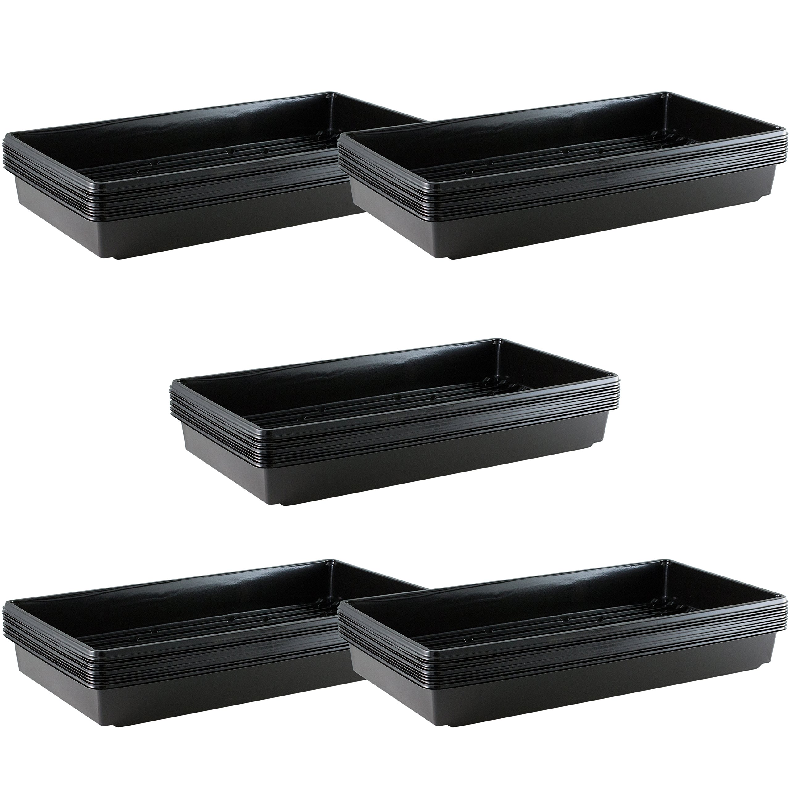 Yield Lab 10x20 Inch Black Plastic 50 Pack Plant Propagation Tray – Growing Trays for Garden, Planting, Seedling, Soil & Hydroponic Horticulture - Microgreen Trays Grow Plants - No Drain Holes