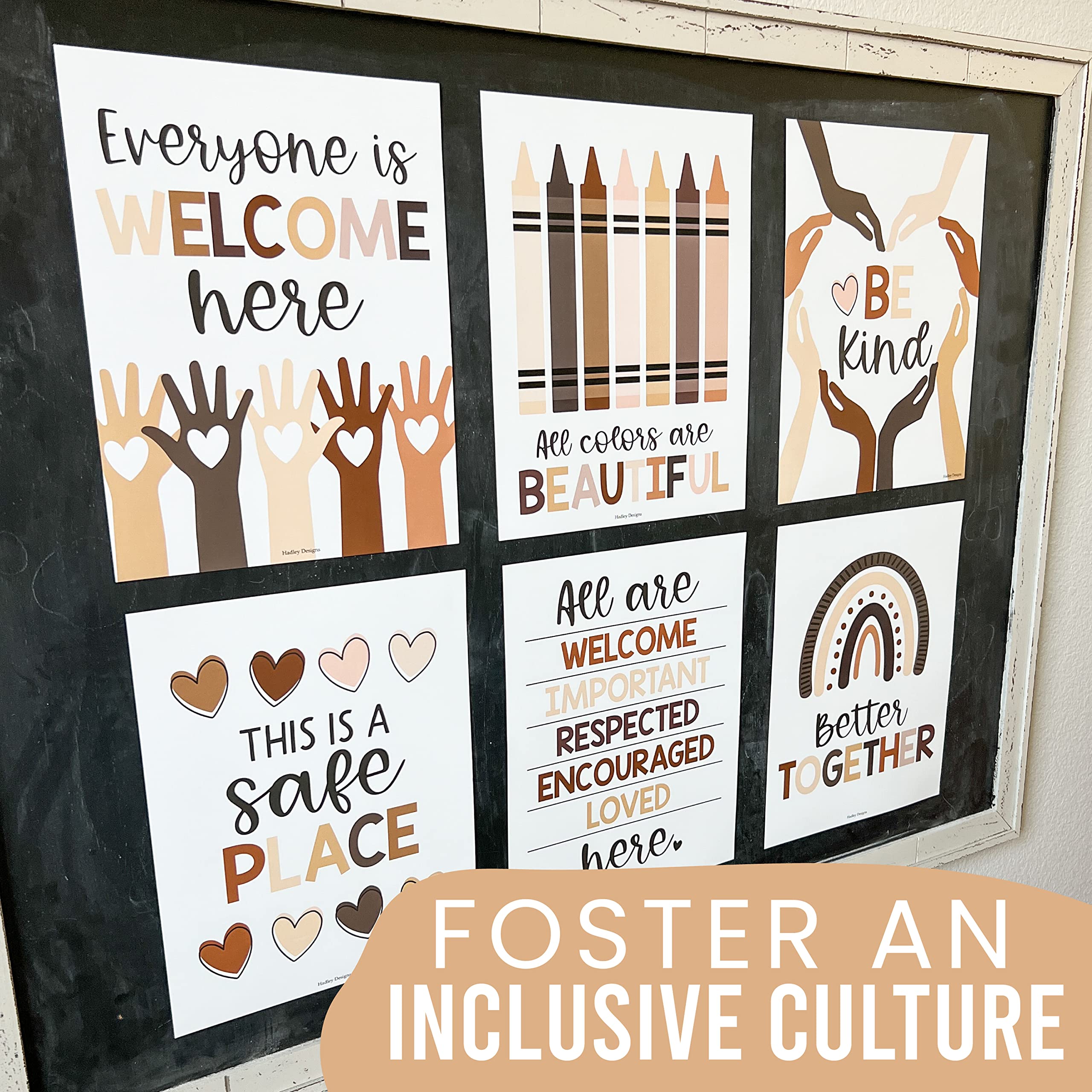 Hadley Designs Diversity Posters For Classroom Elementary 6 Inclusive Everyone Is Welcome Classroom Decor Safe Space Sign Preschool Kindness Posters For Classrooms Colorful Multicultural Poster