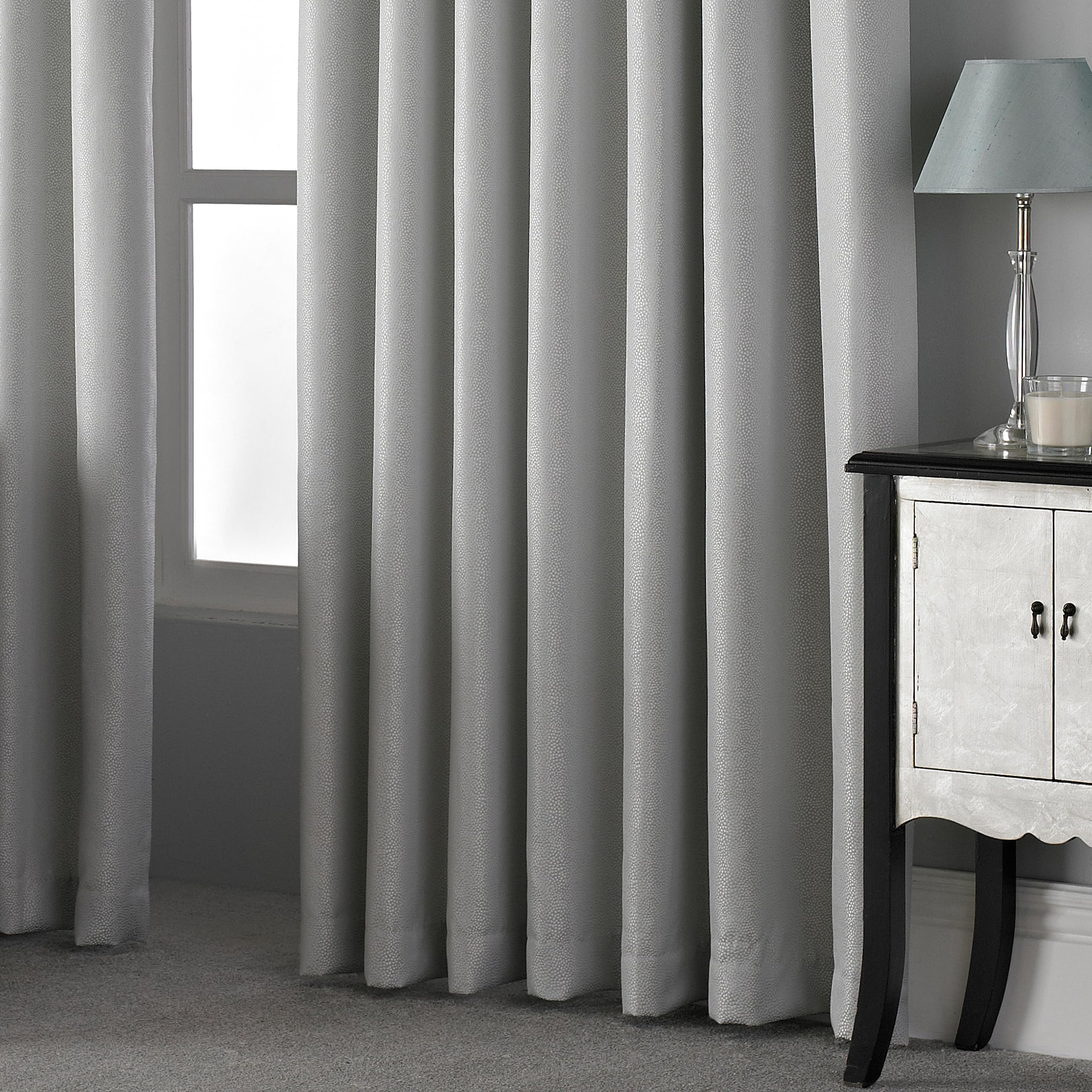 Paoletti Pendleton Spotted Eyelet Curtains, Silver, W 90.2" x L 90.2" (1 Panels) - Image 3