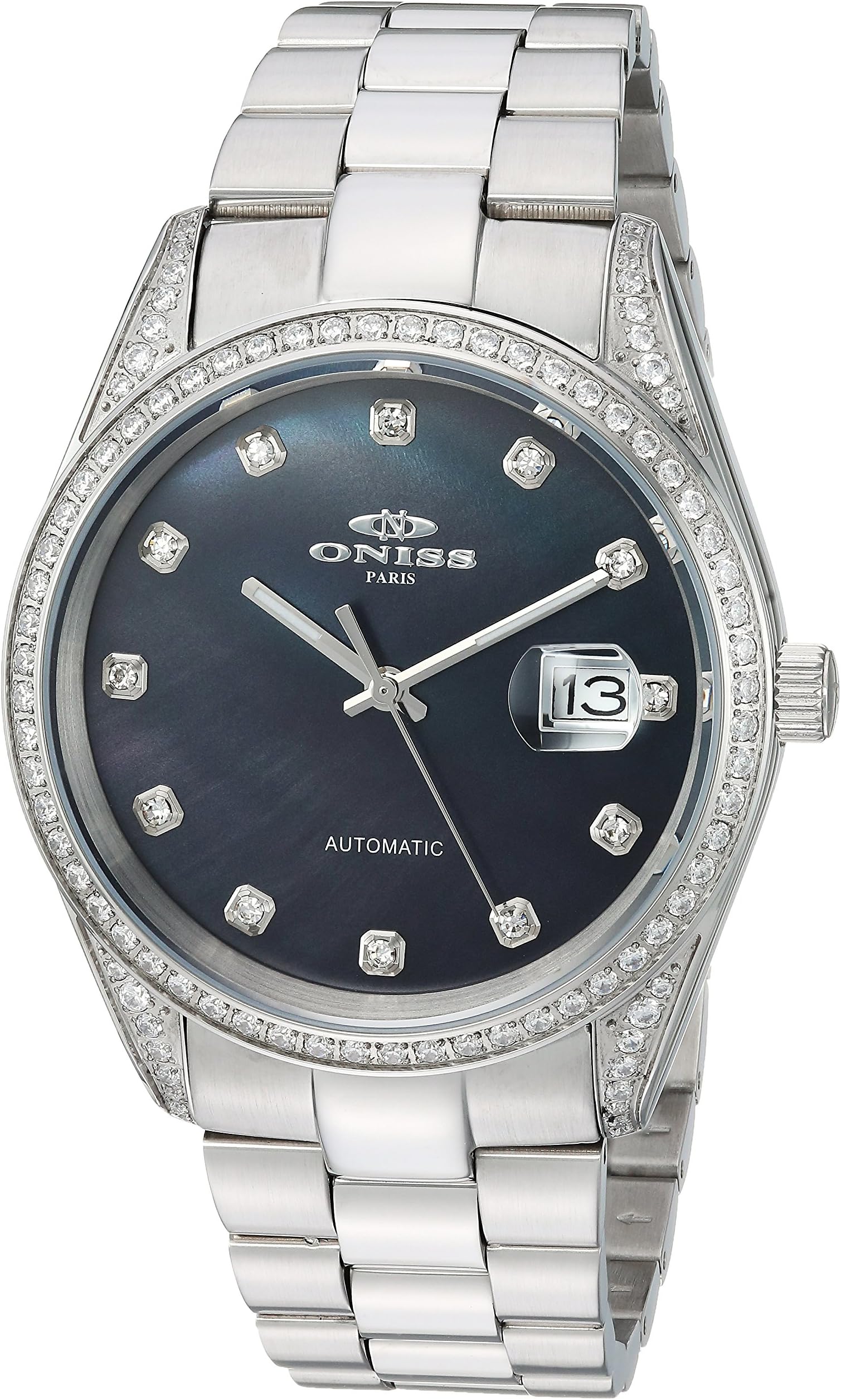 Oniss Unisex-Adult Analog Japanese-Automatic Watch with Stainless-Steel Strap ON3883-MBK
