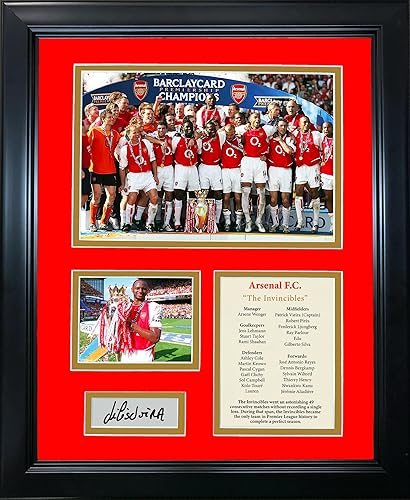 HOFSM.COM Hall of Fame Sports Memorabilia Marco Arsenal F.C. The Invincibles 2003-04 Premier League Champions facsímil grabado con láser Signature