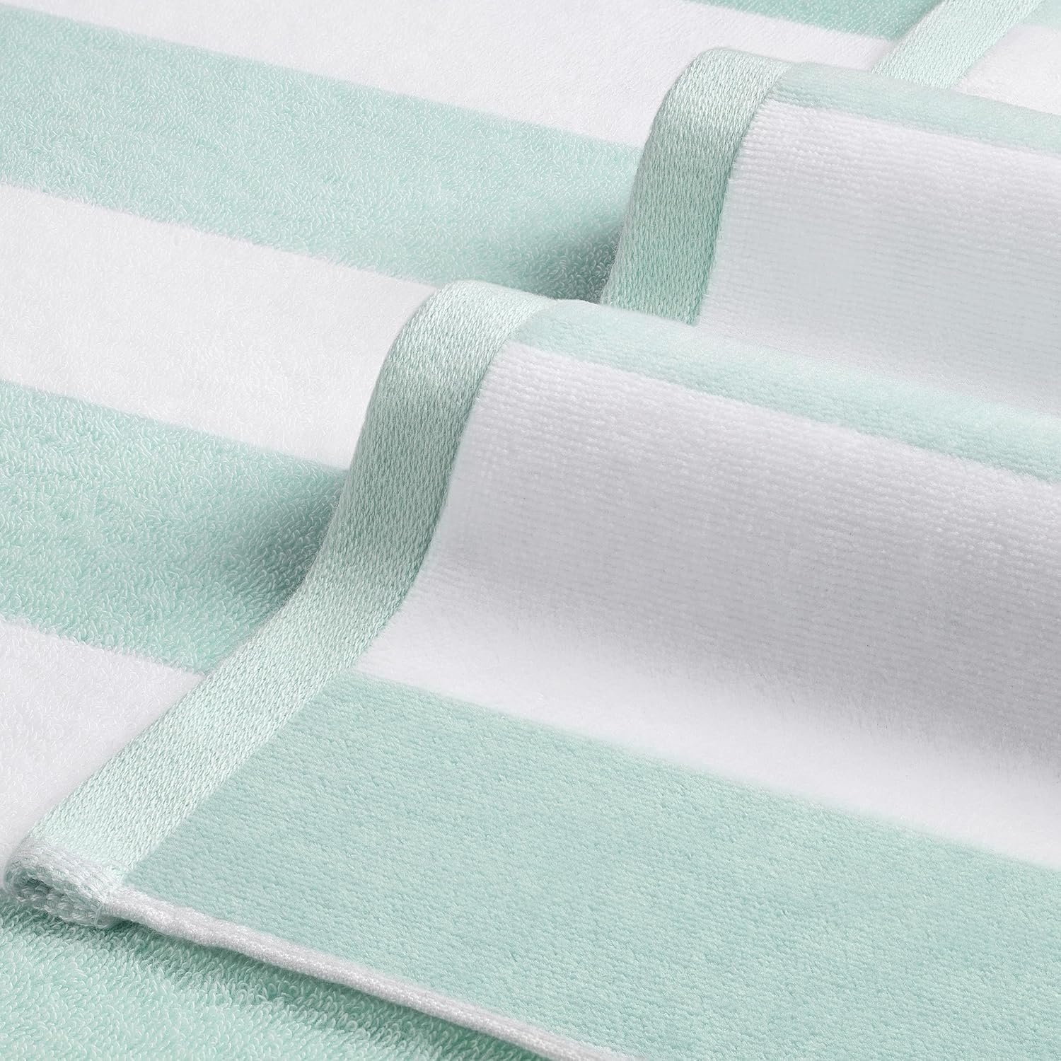 LULUHOME Large Oversized Beach Towel - Big Cotton Towel 36 x 70 Inch Striped Pool Towel, XL Cabana Soft Swimming Towel for Adult Men Women,Soft Aqua