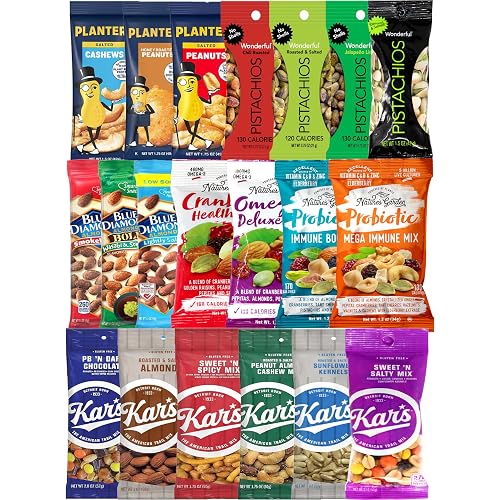 Niro Gift Basket Trail Mix Snacks Variety Pack for Adults, 20-Pack of 20 Different Healthy Snacks for Adults, Individually Wrapped Nut and Mix Assortment for On-The-Go Snacking