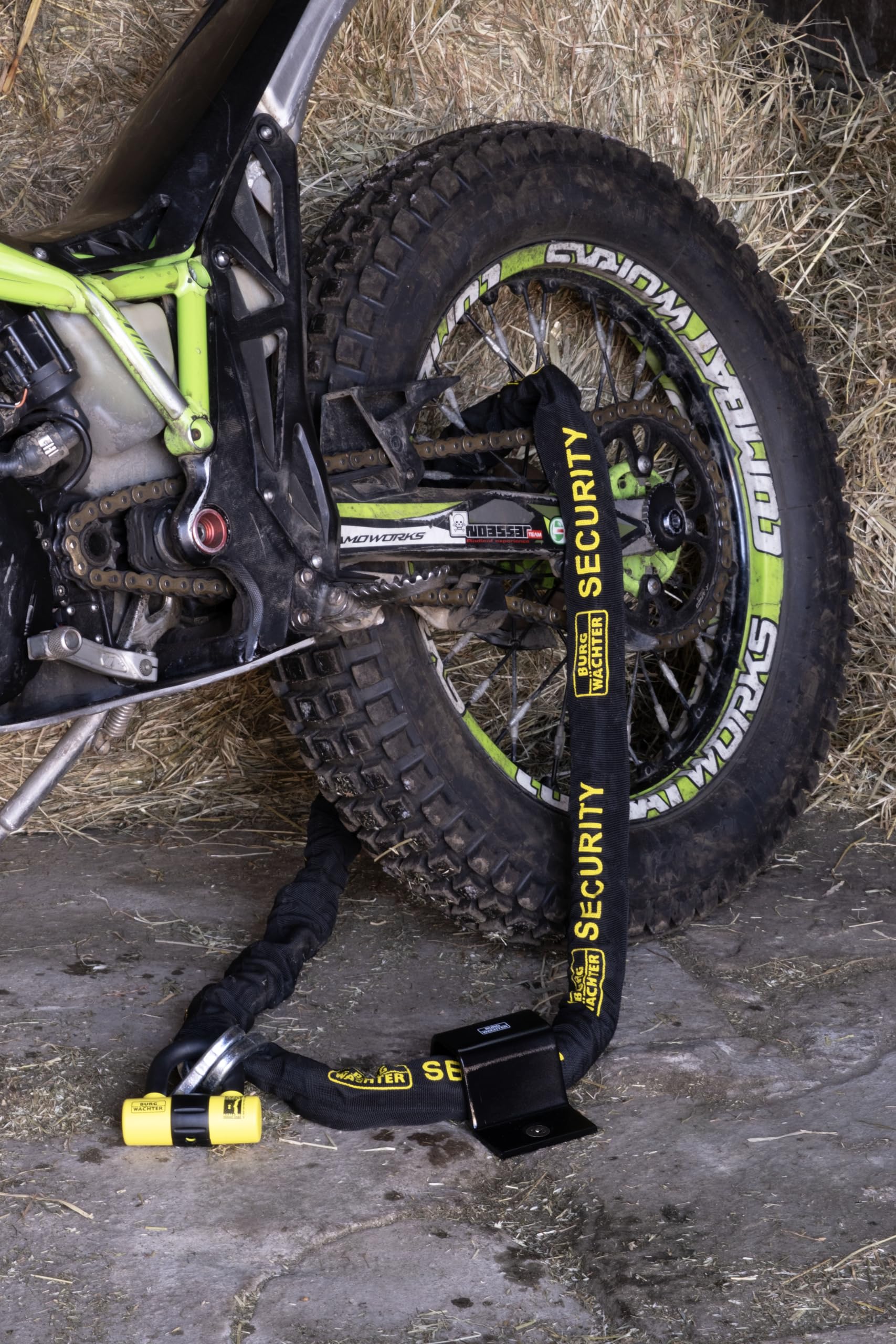 Burg-Wachter - Cadena de seguridad para motocicleta, 2 m, 12 mm, color negro