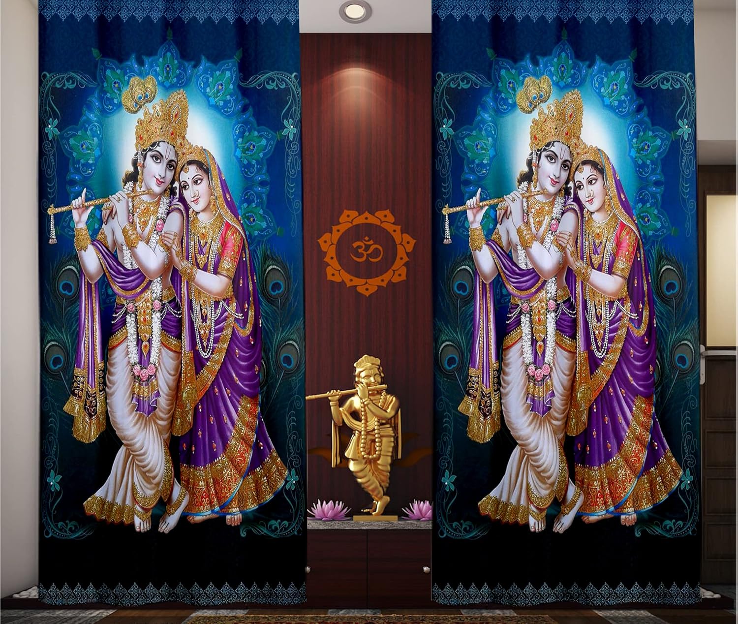 Buy JAW Beautiful Soft Satin Printed Pooja Room CurtainPooja Ghar