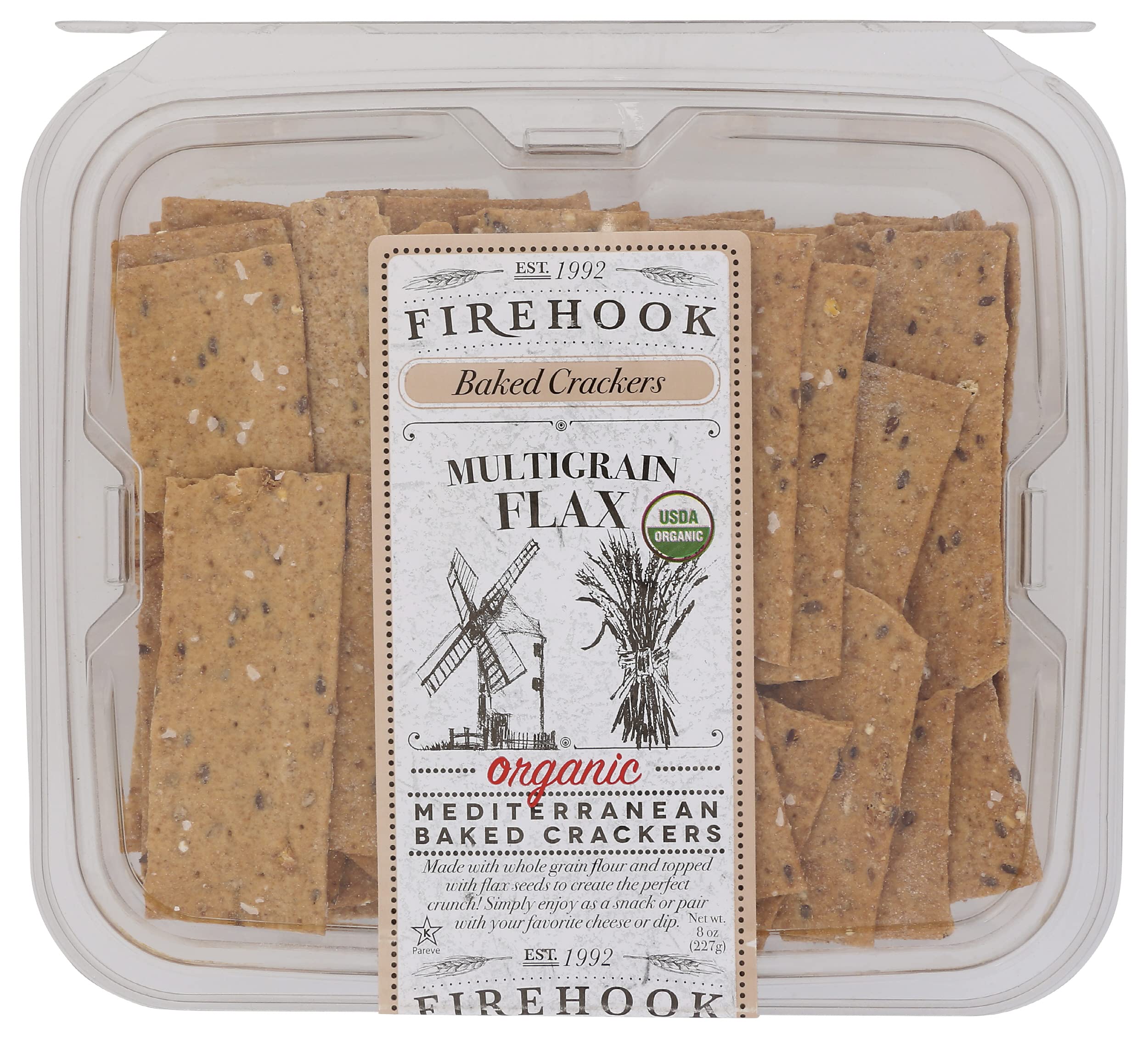 Firehook Mediterranean Baked Crackers Multigrain Flax 8 Oz