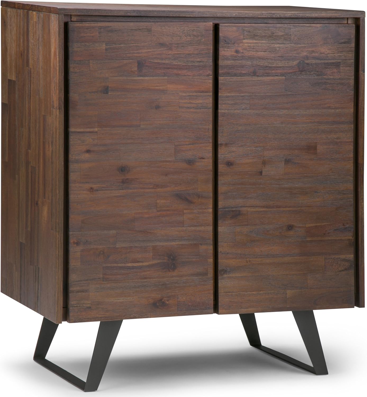 SIMPLIHOME Lowry Solid Acacia 39 inch Storage Cabinet in Distressed Charcoal Brown (Set of 2) for the Living Room, Entryway and Family Room