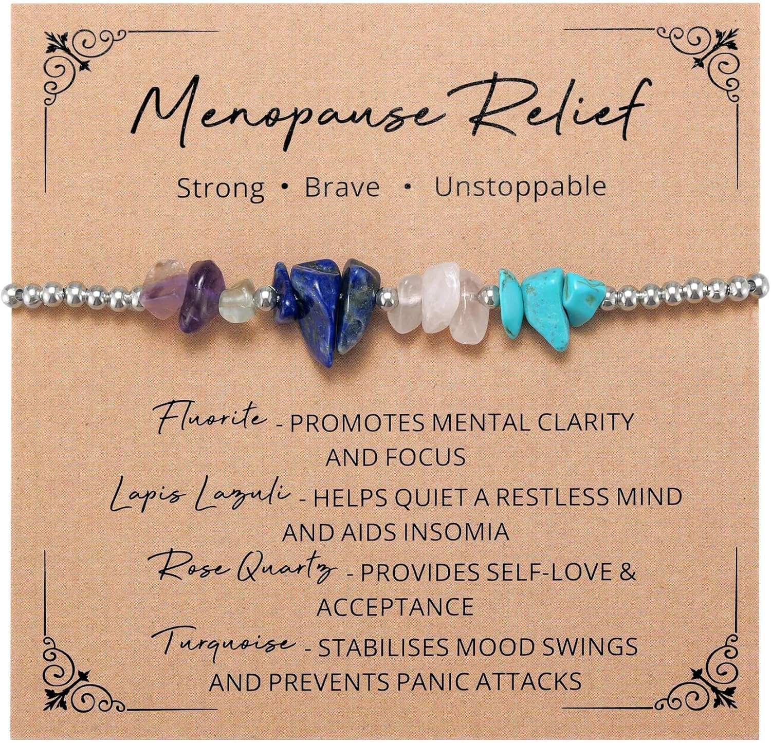 Ukodnus Menopause Bracelet for Women, Hot Flashes Relief Hormone Balance Jewelry, Mood Swings Stress Sleep Support, Menopause Gift Self Care Wellness Bracelet