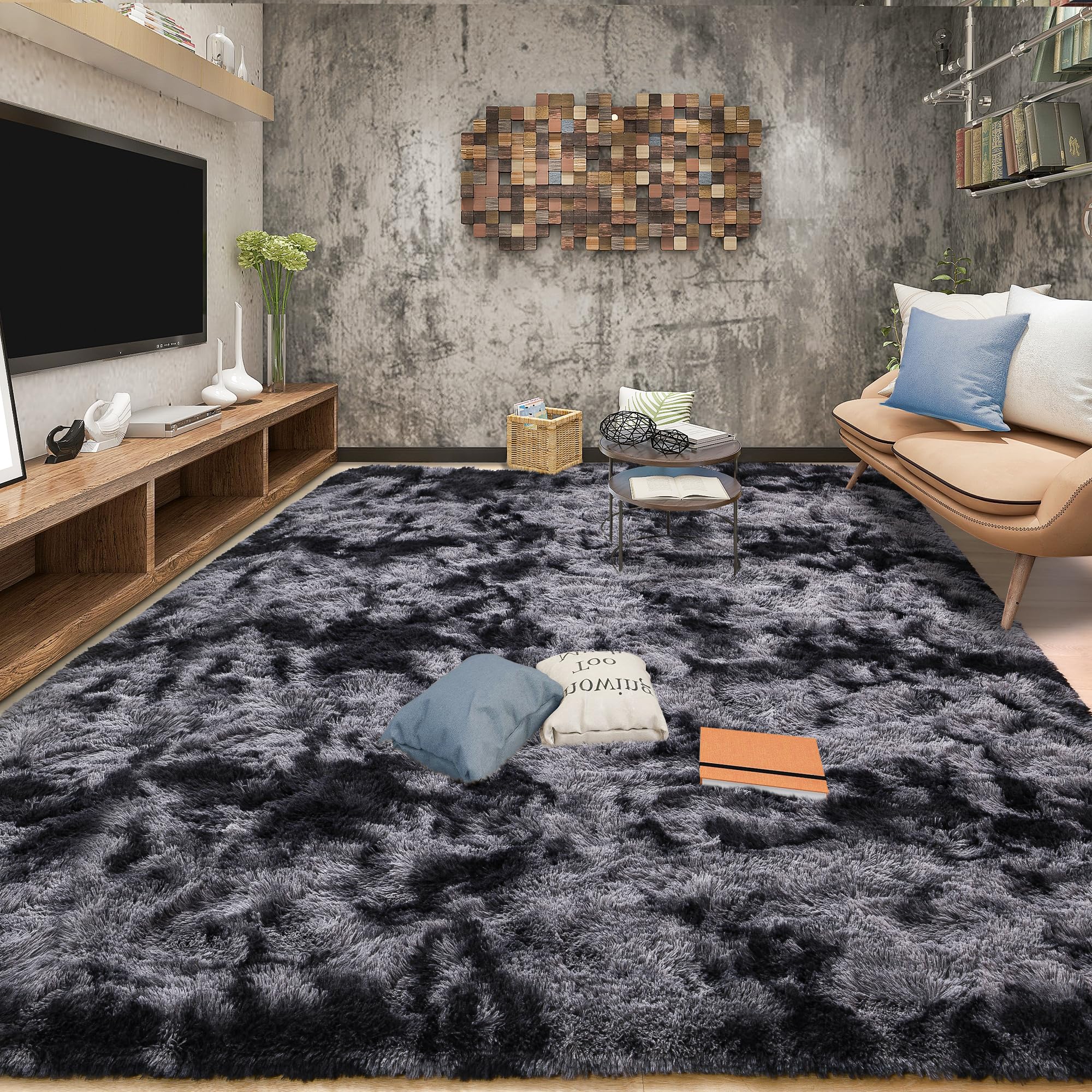 Tepook Fluffy Large Rugs for Living Room, 8x10 Area Rugs for Bedroom, Modern Shag Rug Fuzzy Carpets for Kids Boys Girls, Plush Indoor Nursery Home