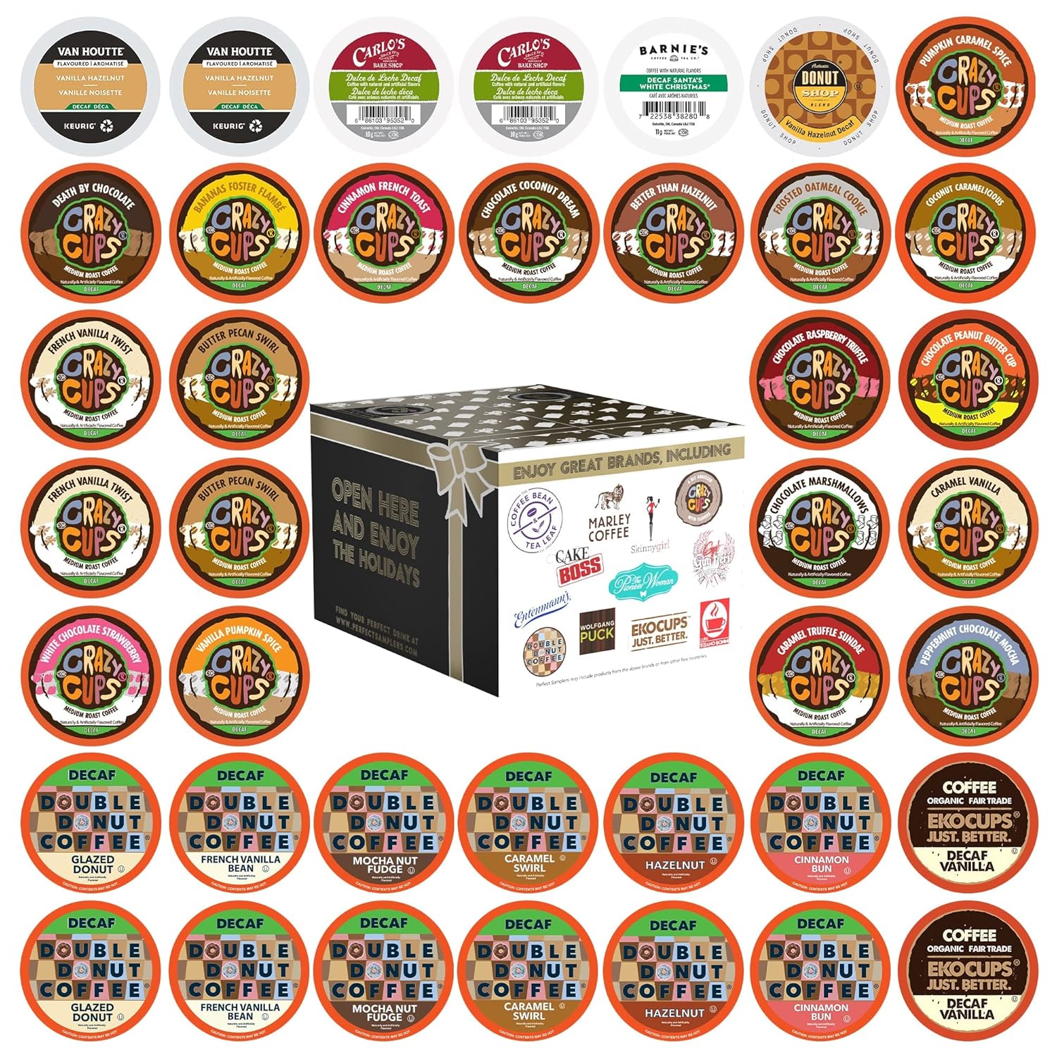 Flavored Decaf Coffee Pods Variety Pack, Great Mix of