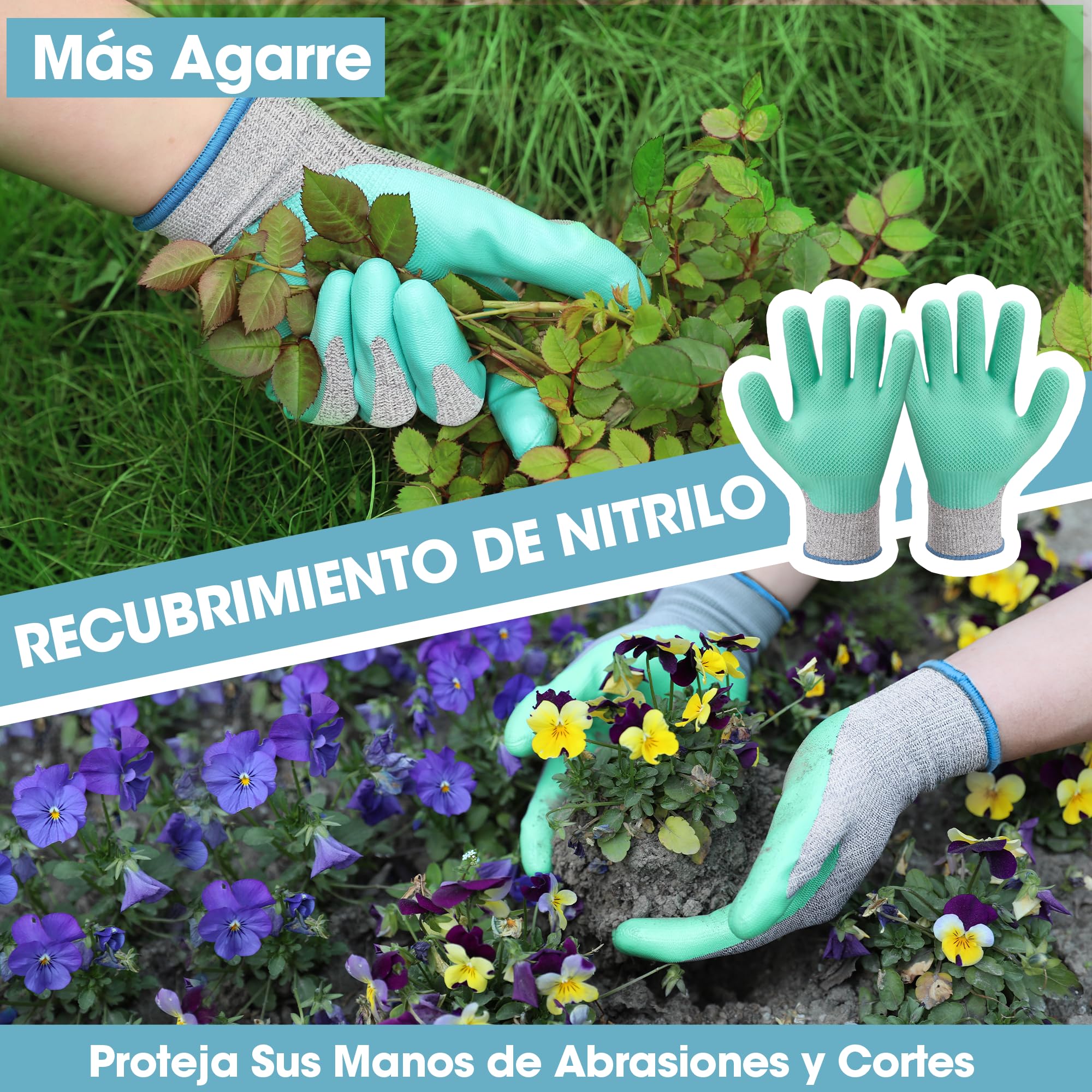 WORKPRO Herramientas Jardineria 4PC, Juego de Herramientas para Jardín con Rastrillo, Pala de Mano, Tijeras de Podar, Guantes, Estampado Floral