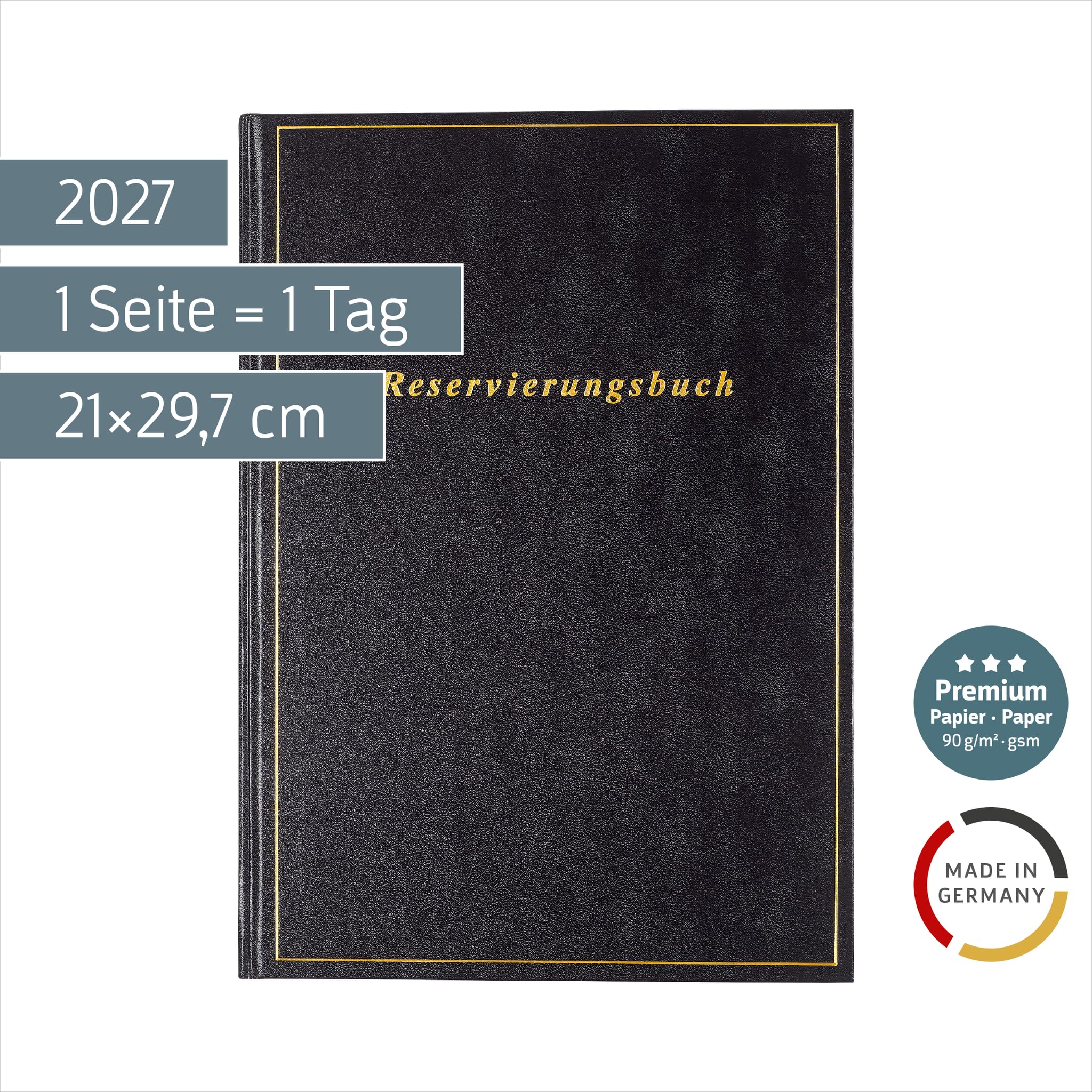 rido/idé Reservierungsbuch Premium 2027 | A4, Kunststoff, schwarz
