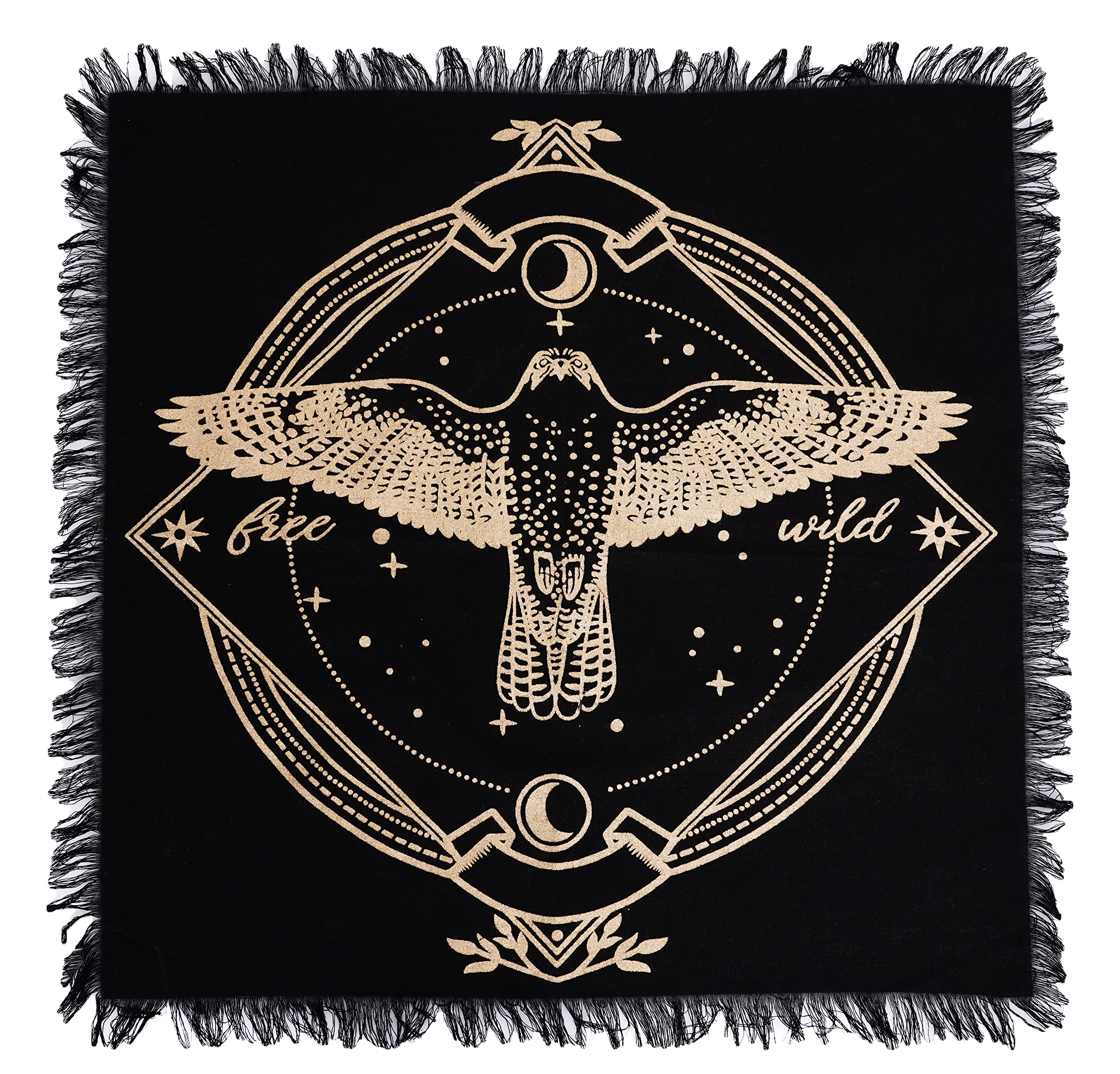 ASAV Golden Owl Tarot Altar Cloth Square Witchcraft Table Cloth/Napkin Spiritual Dorm Home Decor Witchery Supplies (36x36 Inches (91x91 Cm), New Golden Owl)