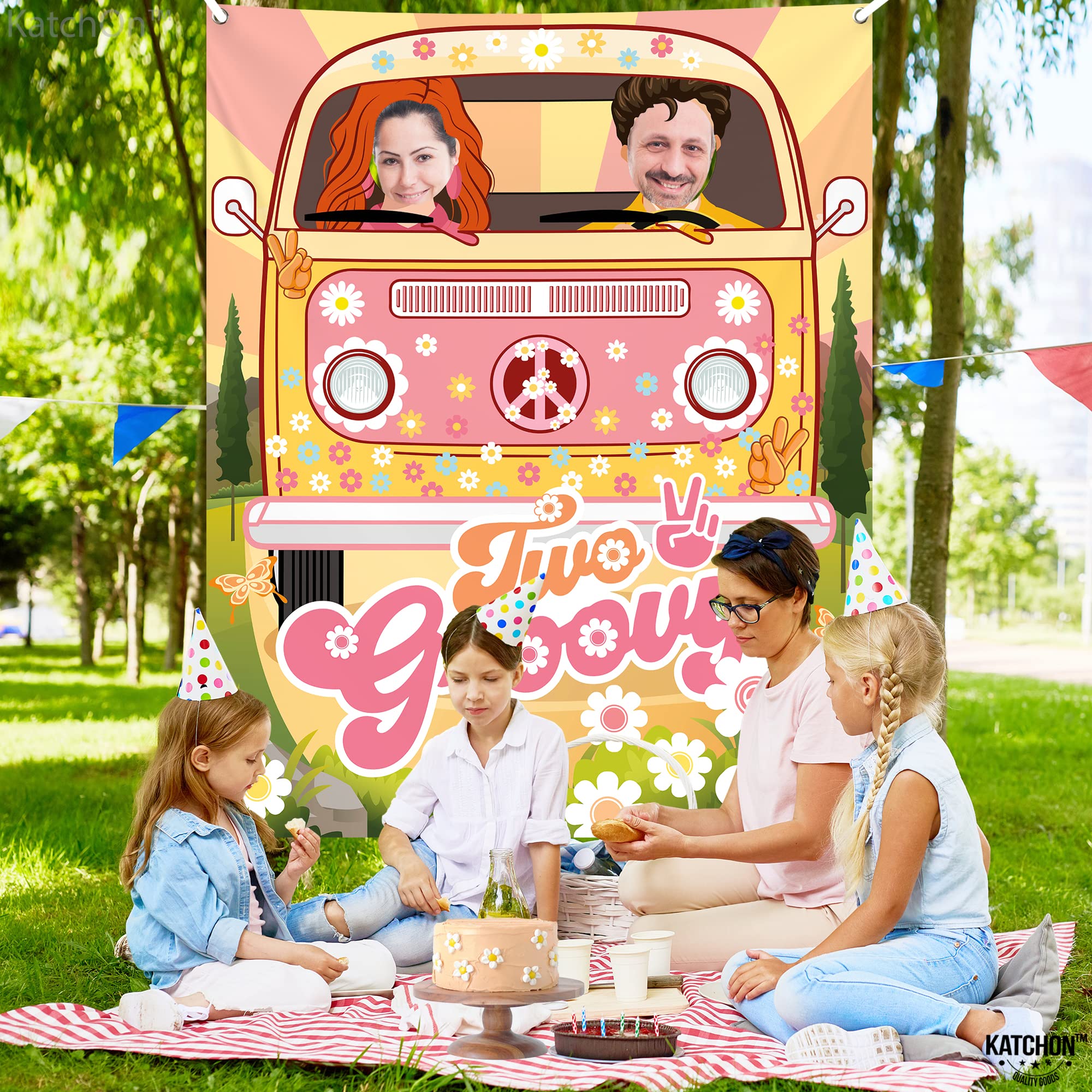 Toile De Fond Photo Bus Hippie 180x150cm - Décoration Fête, Photobooth, Anniversaire, Mariage