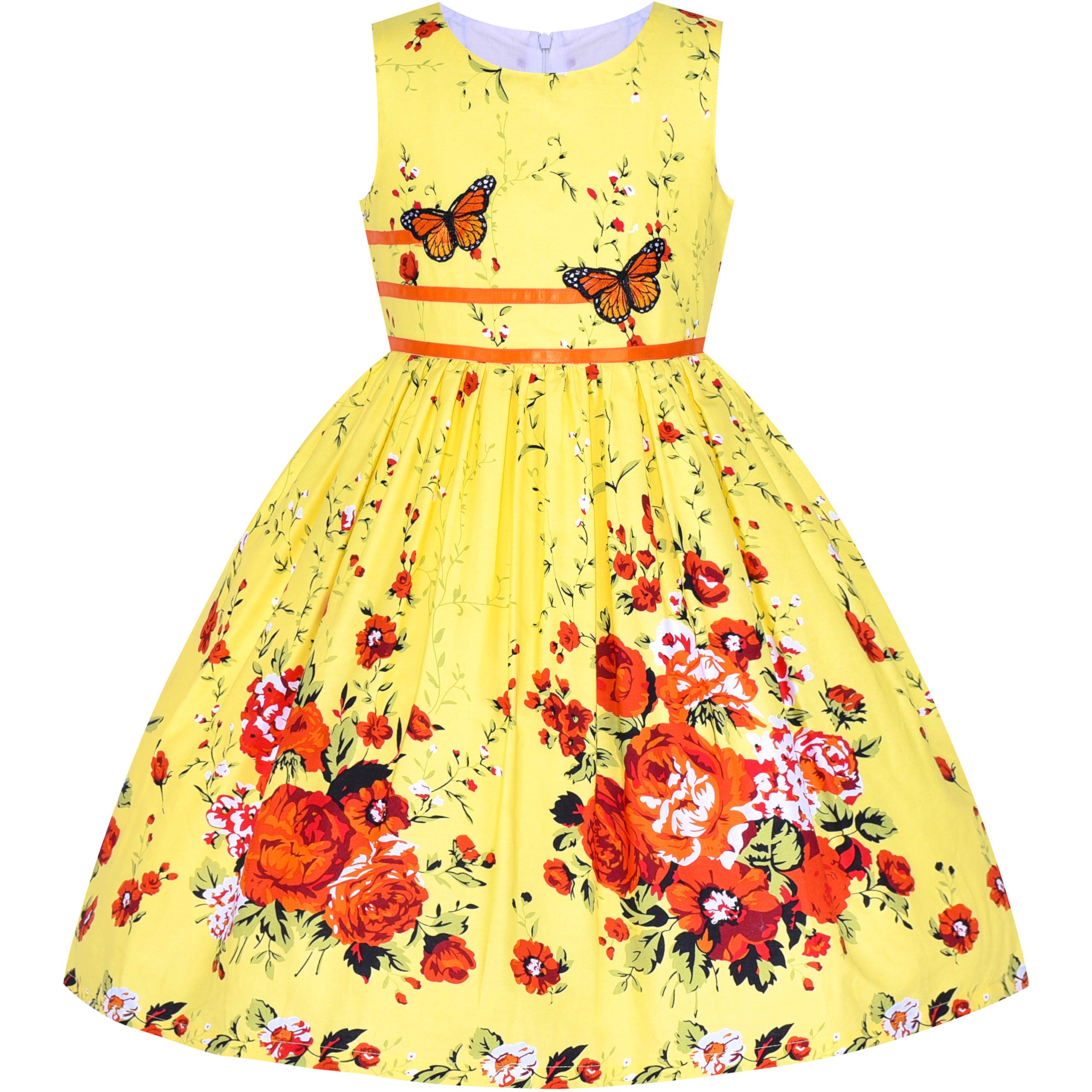 Sunny Fashion Vestido para niña Morado Rosa Flor Doble Corbata de moño Fiesta niños Sol 4-12 años
