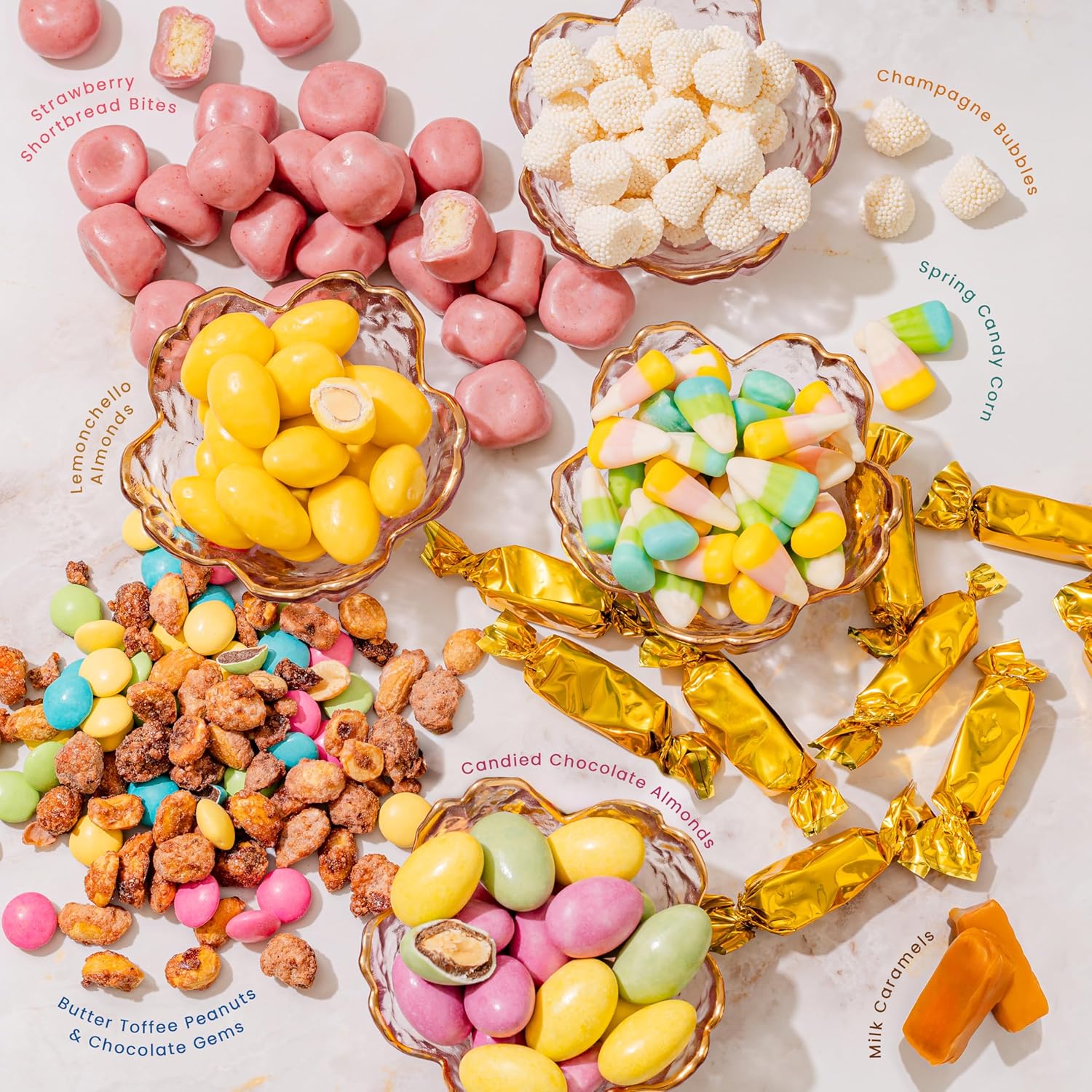Candy Gift Basket, Snack Variety Box | Spring Candy, Almonds, Chocolate, Gummies, Gourmet Food | Care Package, Treat Assortment for Mothers Day, Adults, Families, Kids | Bonnie and Pop