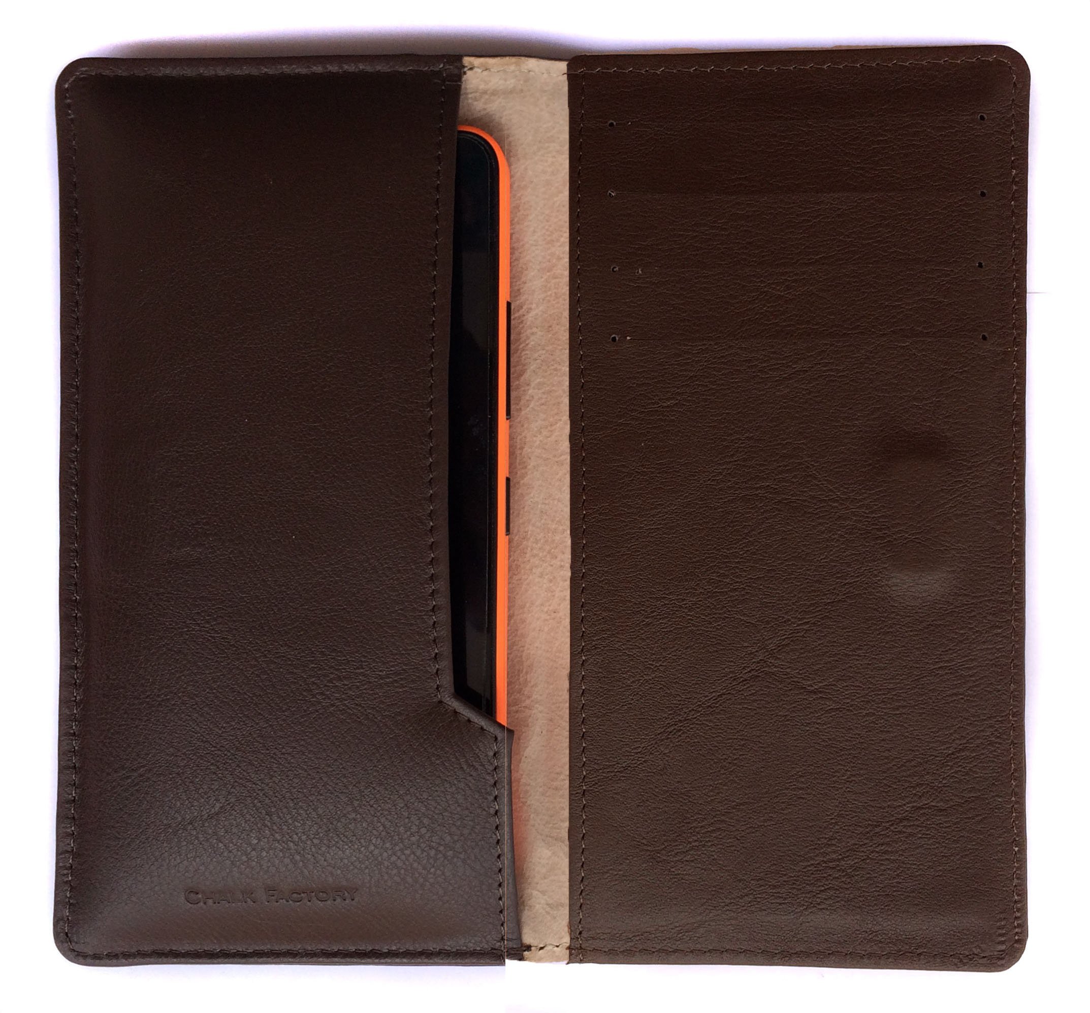 Chalk Factory Brown Leather Case with Card Slots for Zen Ultrafone 402 Style Pro-1GB Ram-8GB ROM-5" Inch Screen Mobile Phone