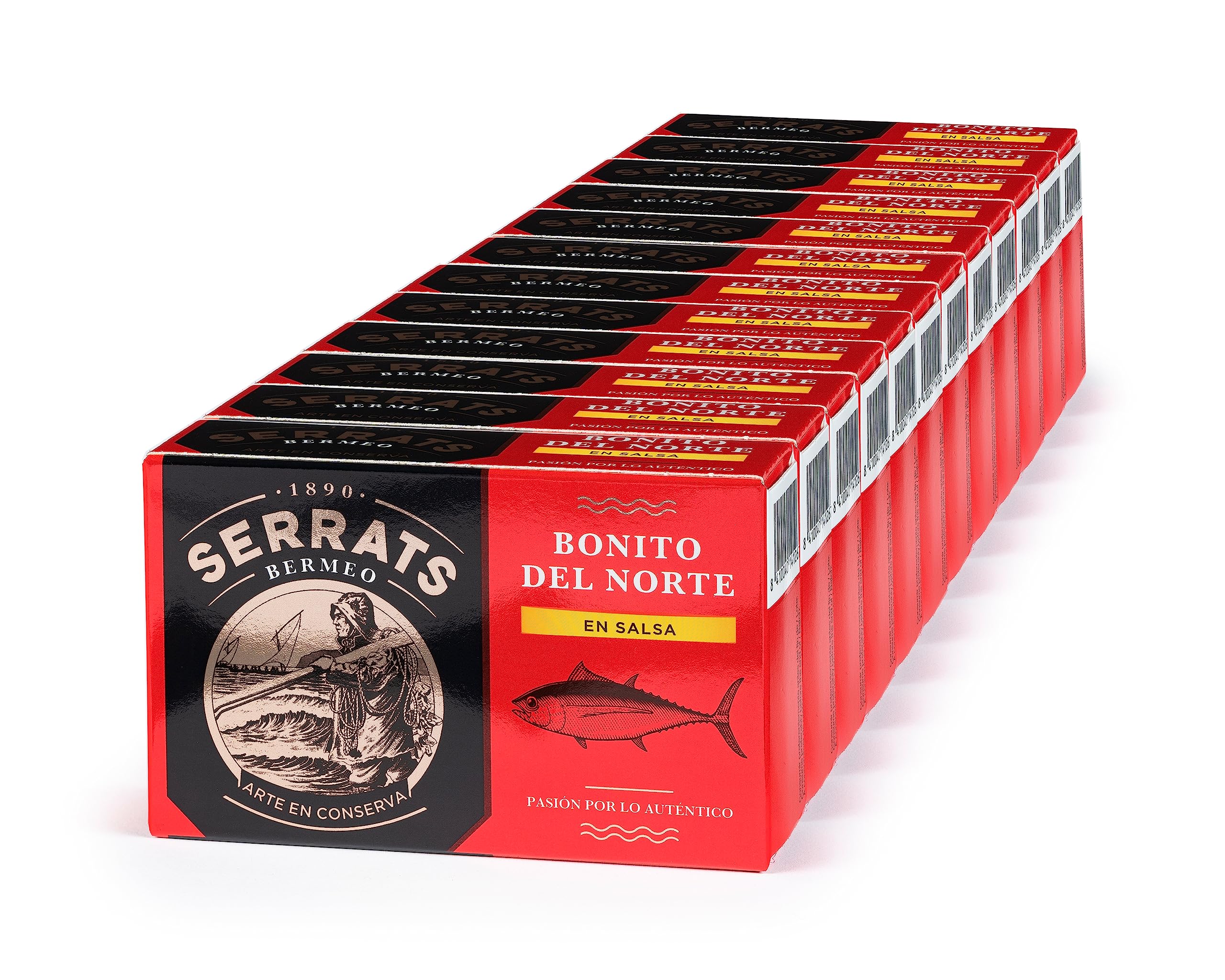 CONSERVAS SERRATS - Weißer Thunfisch aus dem Kantabrischen Meer in Paprikasoße - 12 Dosen x 112g (Gesamt: 1344g) - Handwerkliche Herstellung seit 1890 - Glutenfrei - Reich an Omega 3 – Premium