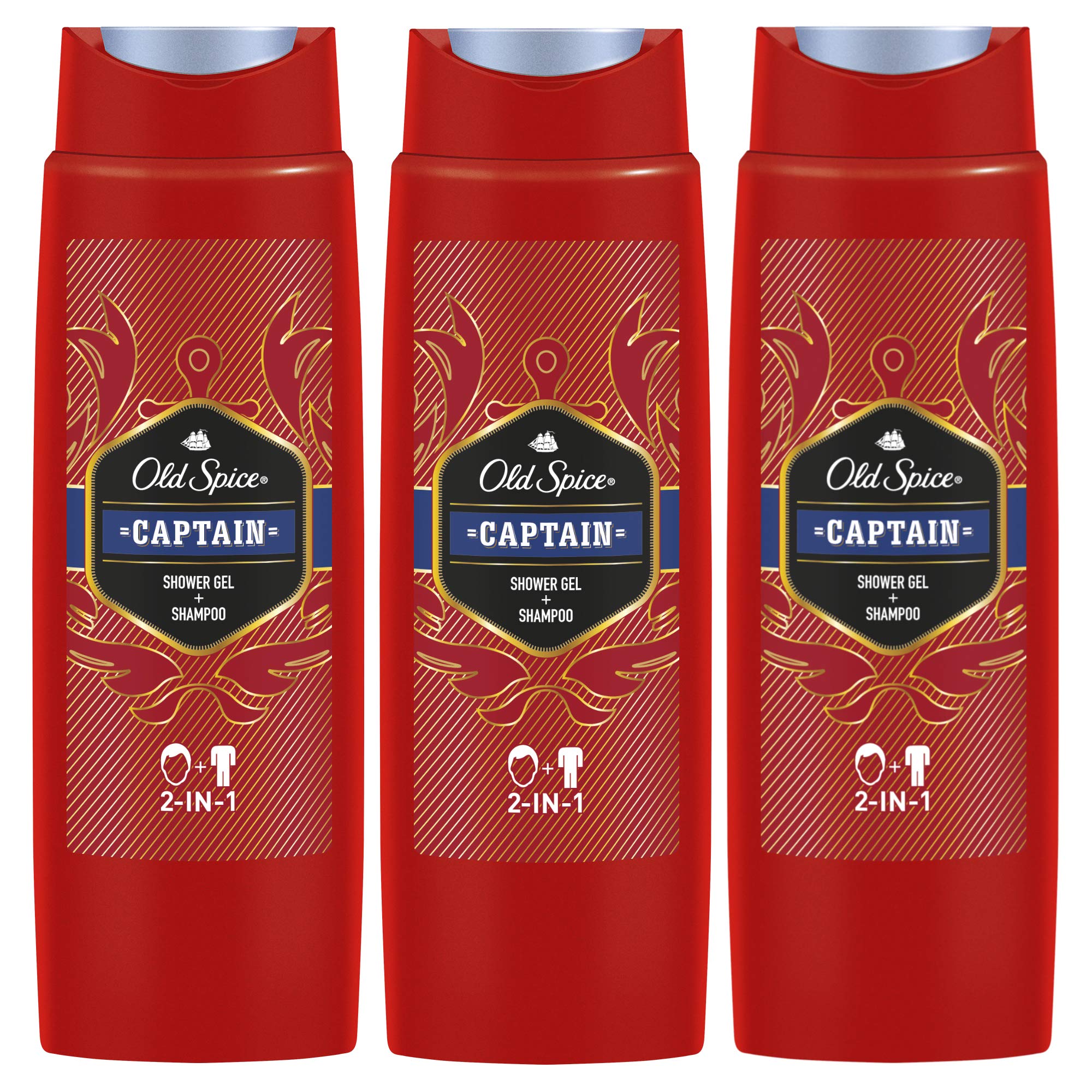 Old SpiceCaptain Shower Gel & Shampoo For Men, 3 X 250 ml