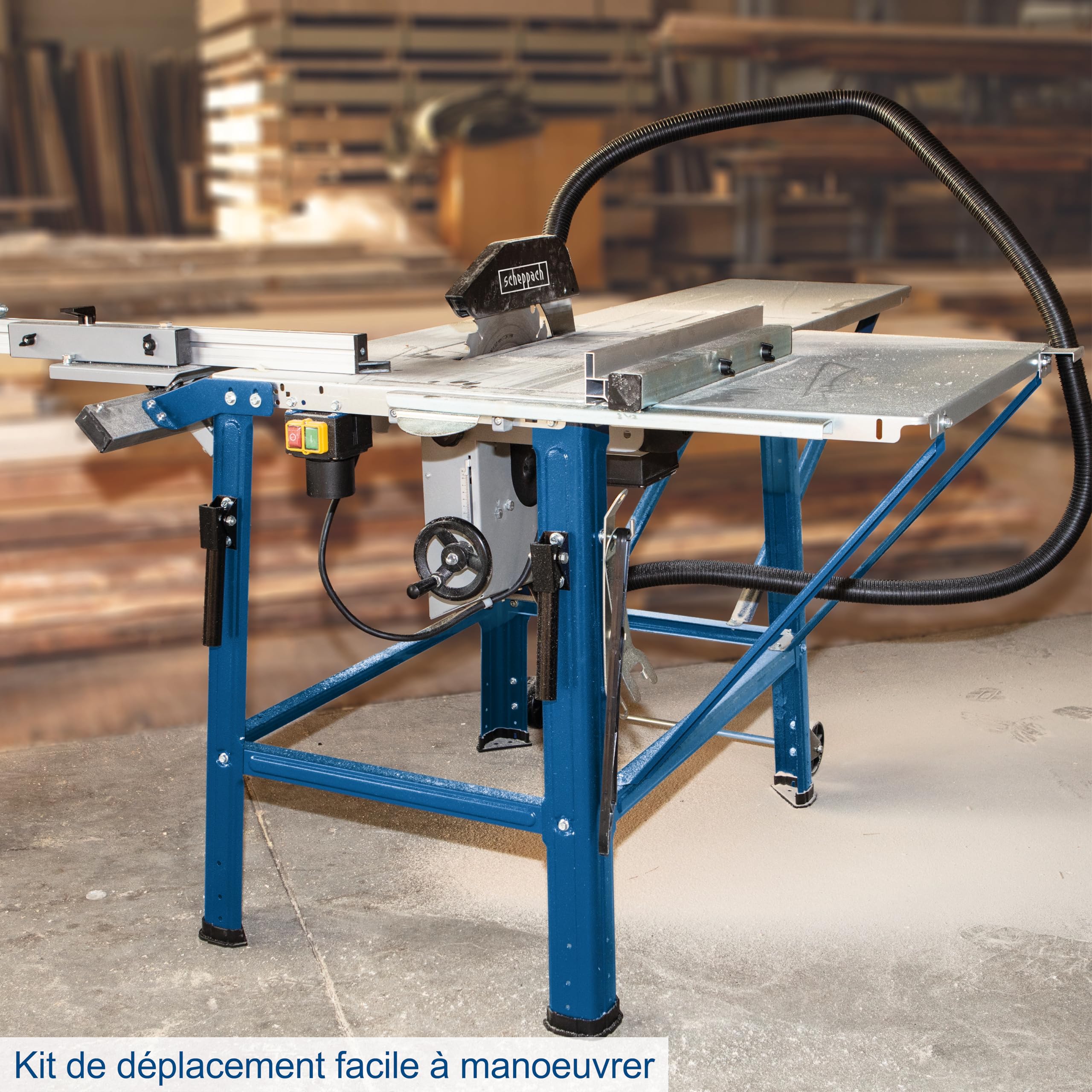 Scheppach Scie circulaire sur table TS310 | 400V | 2200W | Lame Ø315mm | Hauteur de coupe 83mm | Avec élargissement de table, 2ème lame, rail de guidage & chariot coulissant | inclinable jusqu'à 45°