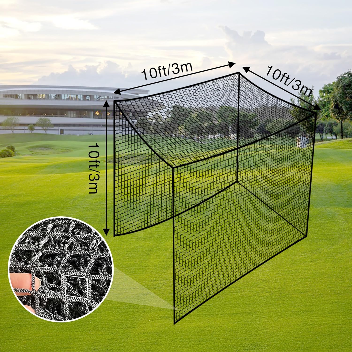 Golf Net, Golf Batting Cage Netting Golfs Practice Nets, 10 x 10ft x 10ft Ports Practice Barrier, Heavy Duty Ball Netting for Backyard