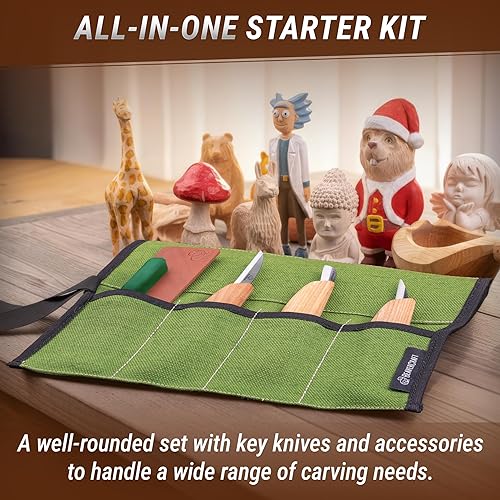 Miniatura 2 de Kit de Cuchillo para Tallado de Madera BeaverCraft S15, Kit de Talla para Principiantes, Niños - Juego de Herramientas de Tallado de Madera con