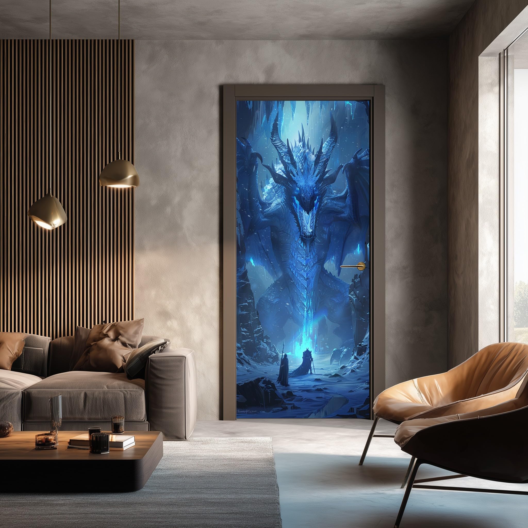 Stickers muraux dragon de glace pour créer une ambiance d'hiver fantastique dans une chambre