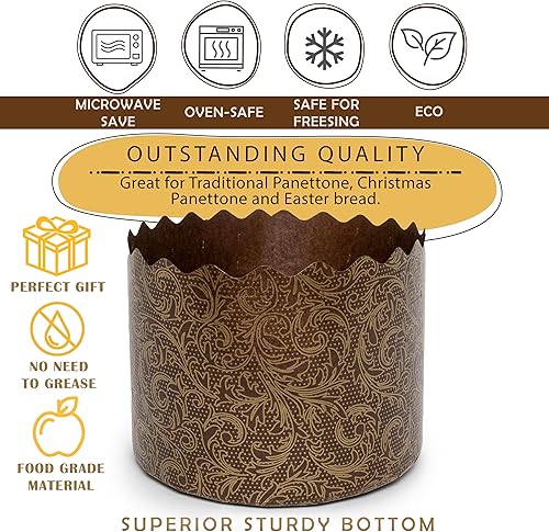 Miniatura 3 de Molde de papel Panettone de 12 onzas  Paquete de 12  Molde de papel para pan de Pascua Kulich  Formas de pan de Pascua  Moldes de panettone
