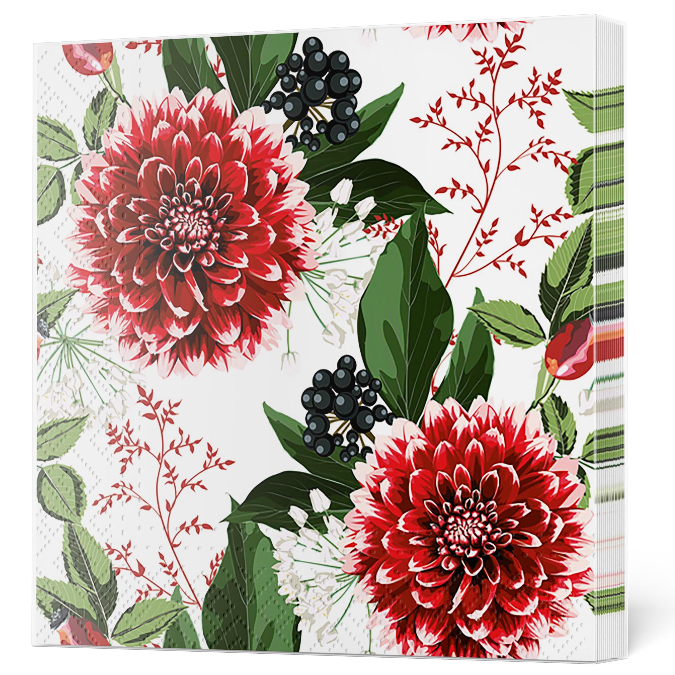 Daisy Tovaglioli di carta velina a 3 strati per decoupage pranzo 33 x 33 cm, confezione da 20 (fiori esotici acquerelli