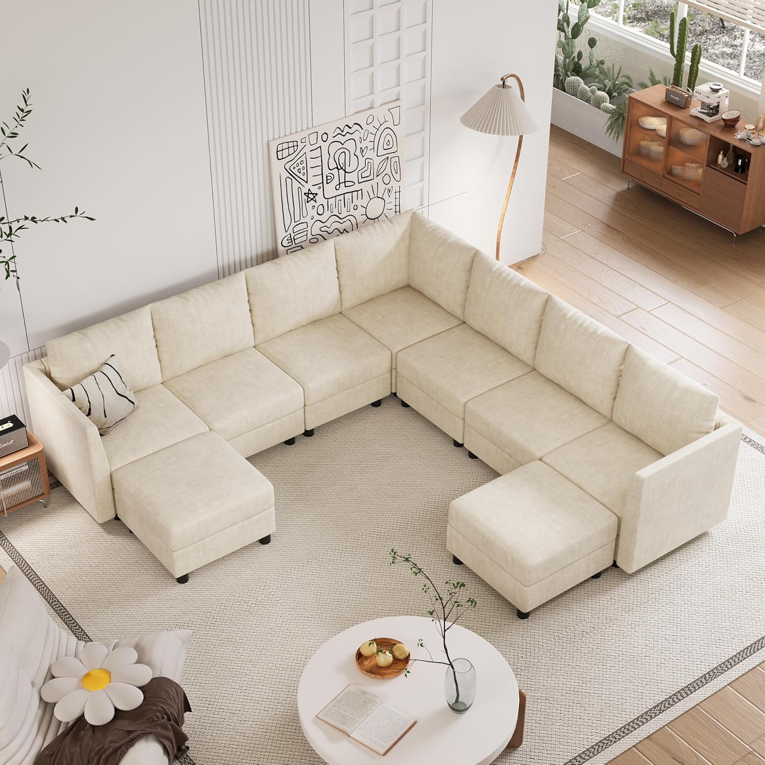 Apicizon Modular Sectional Sofa, Modern Chenille Sofa Set