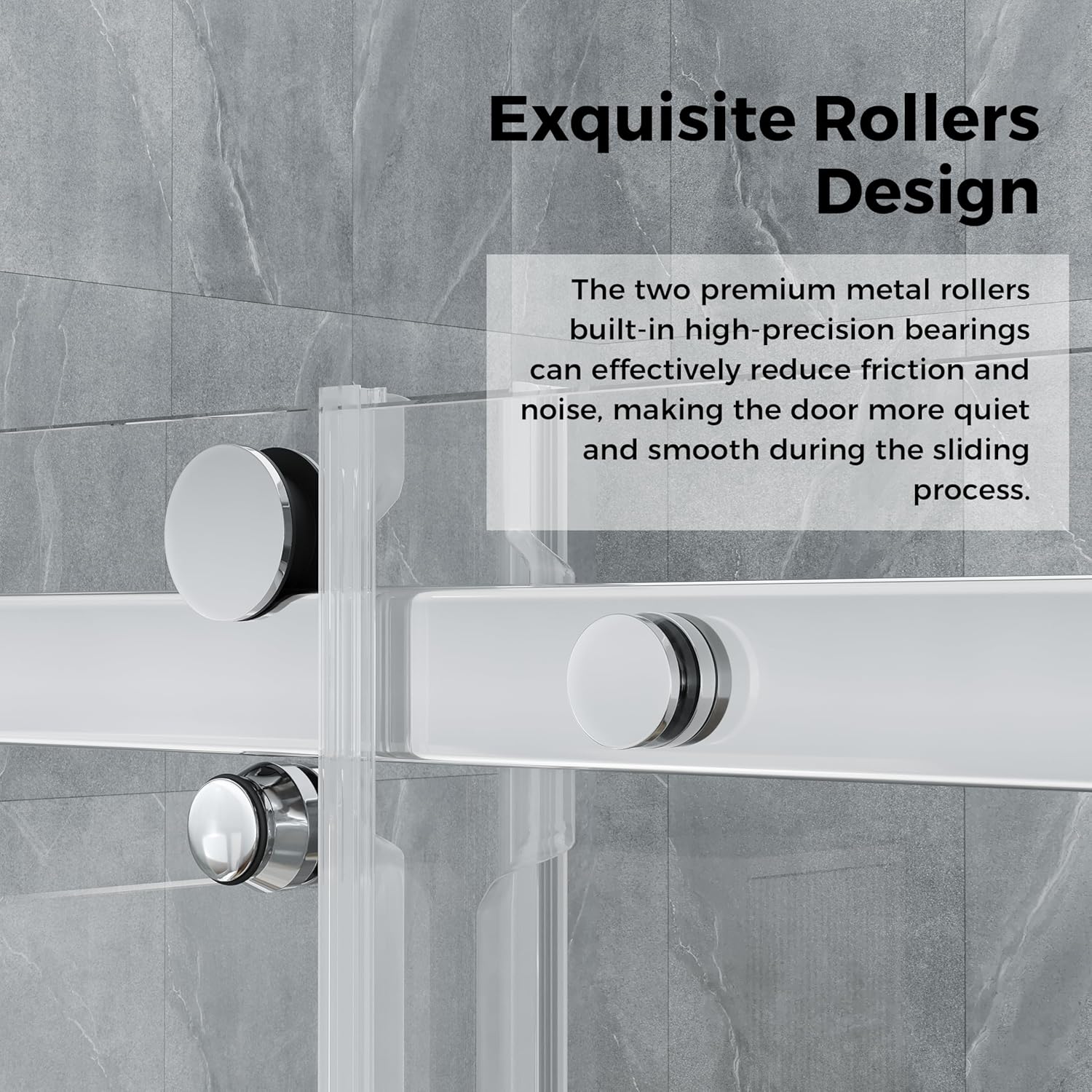 DELAVIN 56-60.in W x 75.in H Frameless Shower Door, Water Repellent Glass Shower Door with Clear Tempered Glass, Easy Sliding Showe Door with Explosion-Proof Film, Stainless Steel Guide Rail