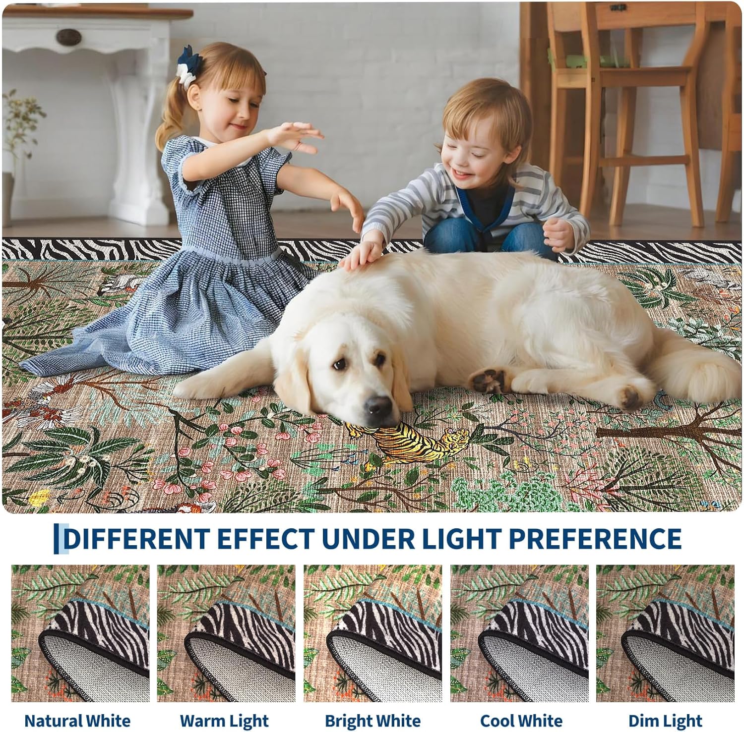 Garvee Washable Runner Rug 2x6 Ultra-Soft Jungle Plant Animal Hallway Runner Rug Stain-Resistant Low Pile Floor Carpet Indoor Non-Shedding Accent Runners for Entryway Laundry Kitchen Bedroom Brown