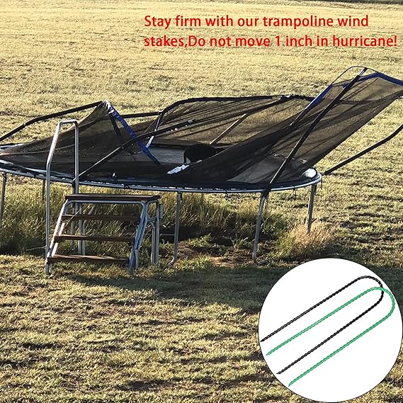 Nigh Coated Rebar Trampoline Wind Stakes Set of 12 Safety Ground Anchors Stakes Extra Heavy Duty Metal Landscape Staples 10 Inches Long (Black)
