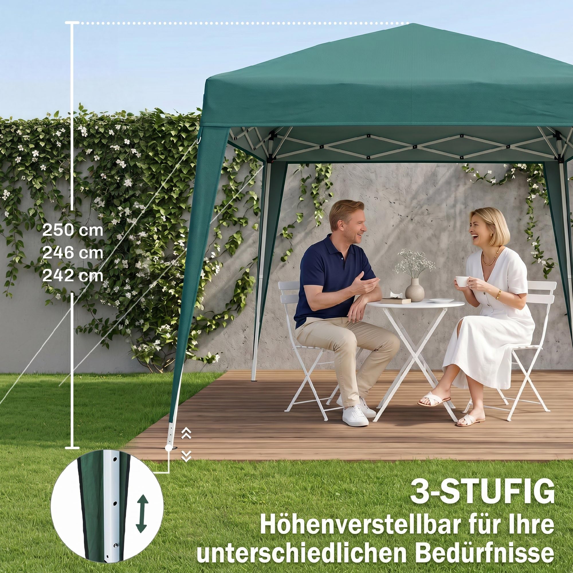 Outsunny Faltpavillon inkl. Tragetasche, 3x3m, Stahl