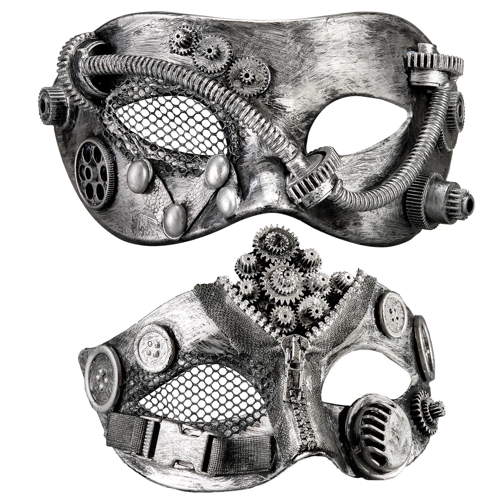 2024 New Steampunk Mechanical Mask- Steam Punk Halloween Cosplay - Silver Steampunk Masquerade Mask for Couples- Perfect for Masquerade Party, Ball, Prom, Christmas, New Years, Mardi Gras