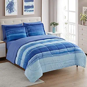 Sweet Home Collection 7 Piece Comforter Set Bag Solid Color All Season Soft Down Alternative Blanket & Luxurious Microfiber Bed Sheets, Siena, King