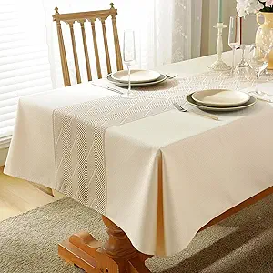 Linen Tablecloths for Rectangle Tables,Fabric Tablecloth Advanced Waterproofing Technology for Dinningroom,Farmhouse