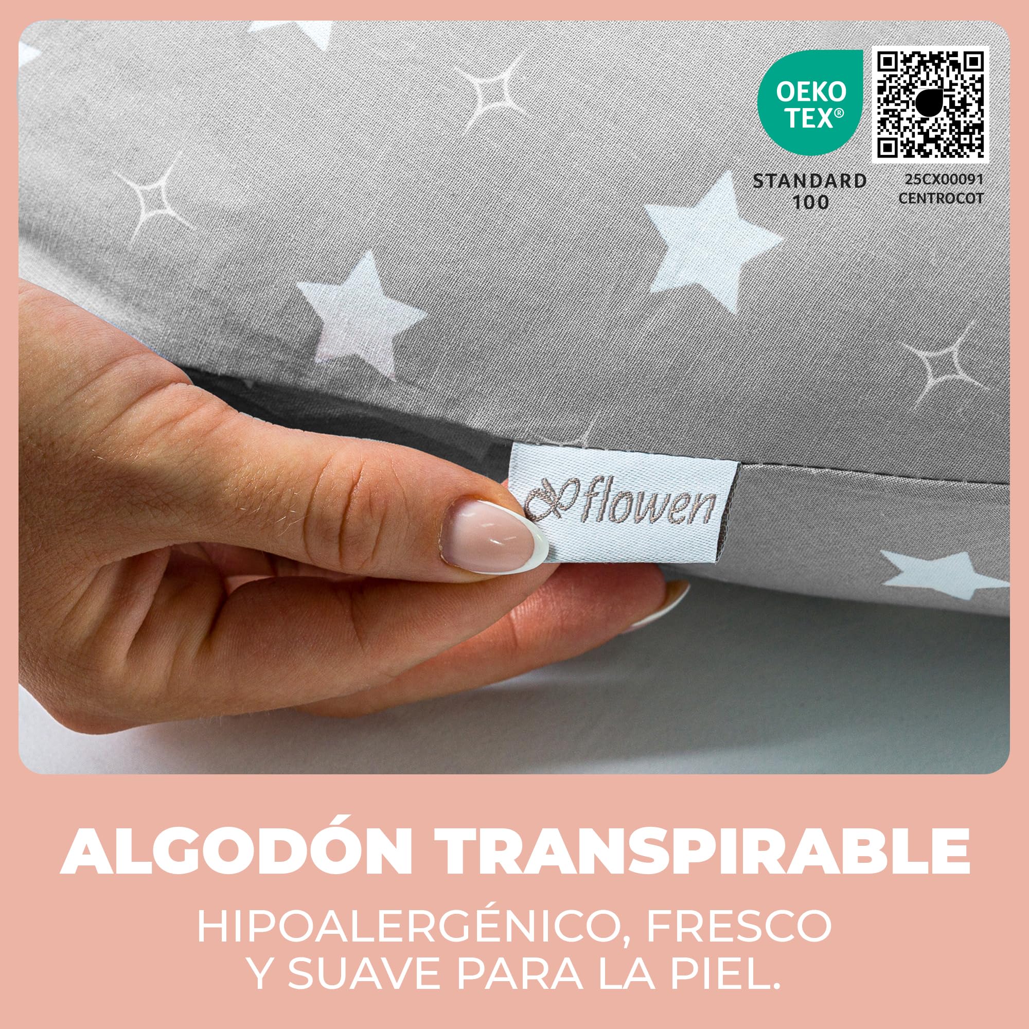 Almohada Embarazada y Cojin Lactancia Bebe para Dormir XXL Idea Regalo para Nuevas Mamás con Funda de 100% Algodón Almohada Multifuncional para Apoyo Espalda y Relleno Suave Accesorio de Maternidad