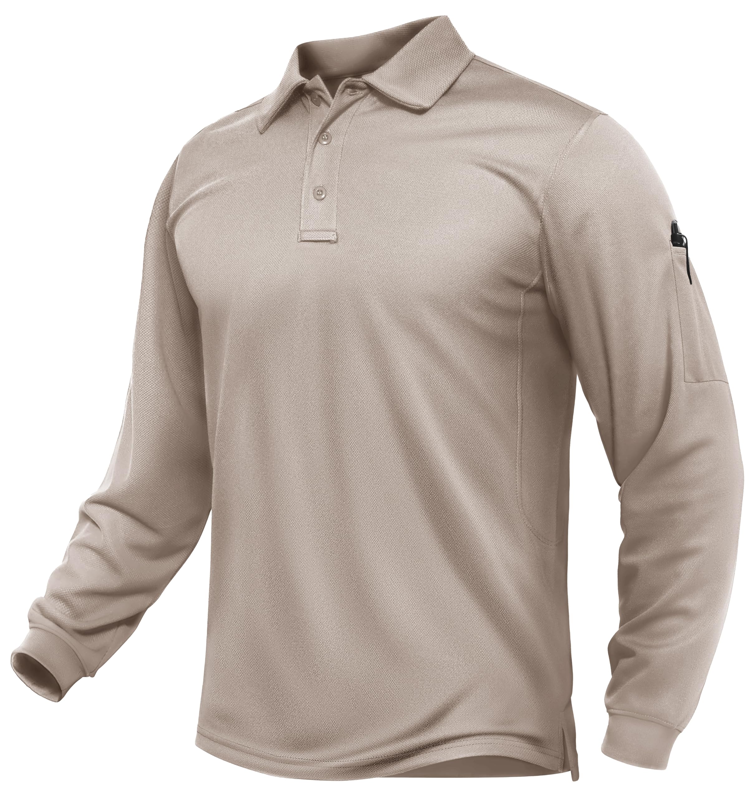 TACVASEN Men's Long Sleeve Polo Dry Fit Tactical Collared Golf Work Shirts