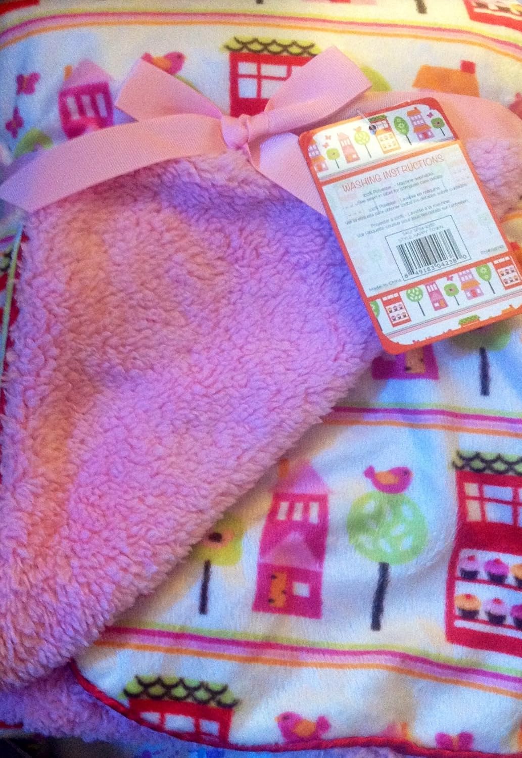 Super Soft Sherpa Baby Blanket 30" x 40" Reversible Pink