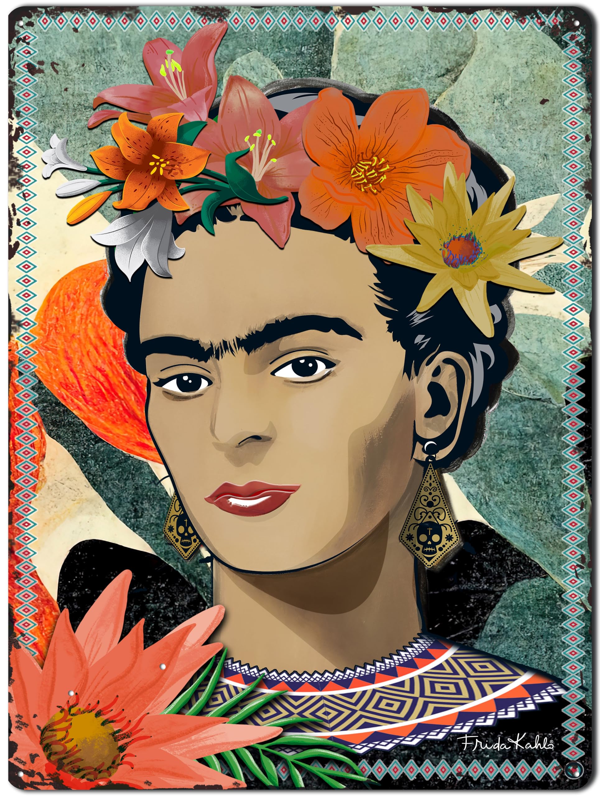 40 x 30 cm Art Tin Sign Suitable for Frida Kahlo Fans and Lovers - Portrait, Mexico, Art, Painter (Portrait 3)