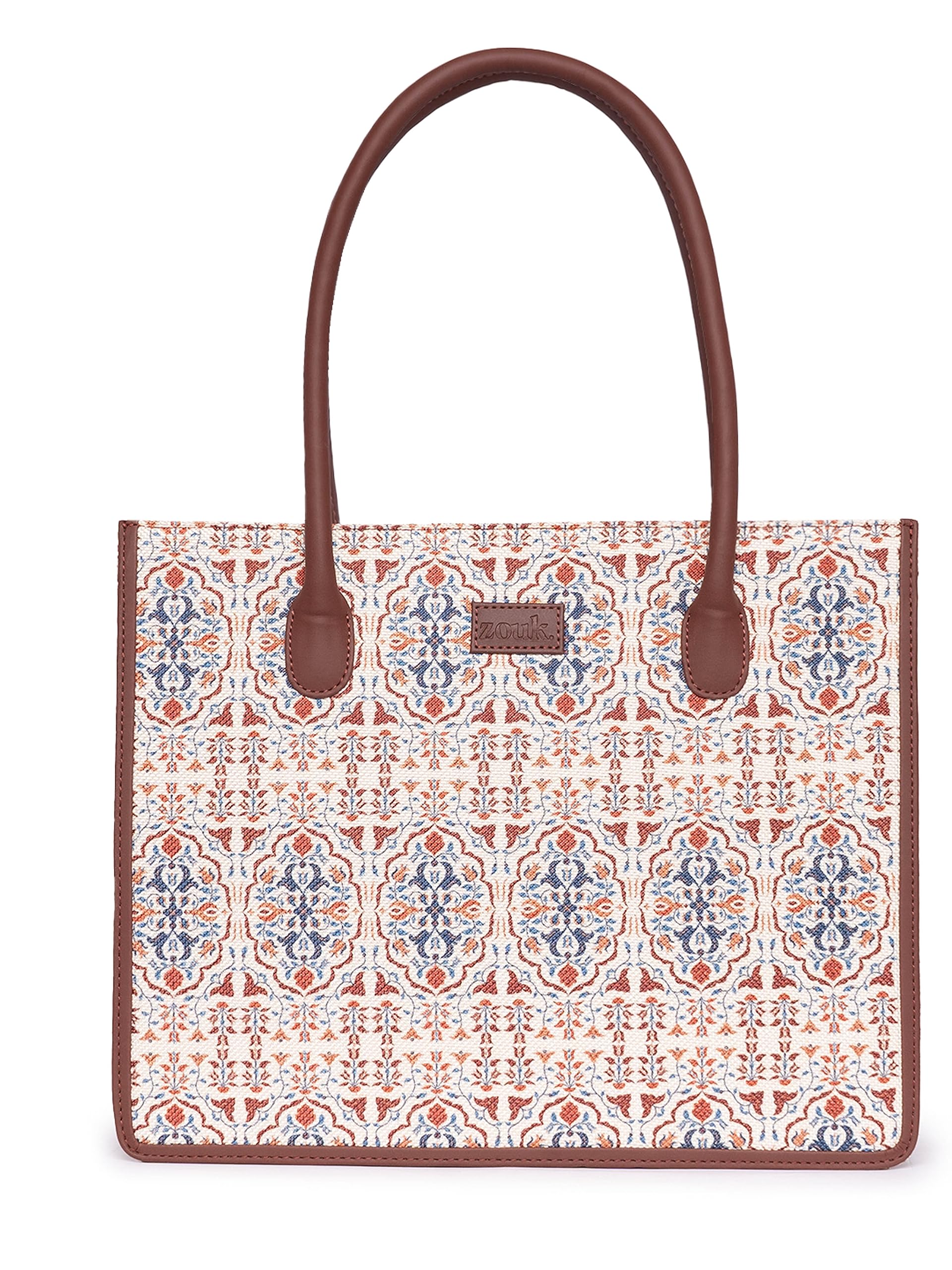 ZOUK Agra Floral Printed Jute Handcrafted White Womens Stylish Tote Bags | Tote Handbag| Shoulder bag with double handle (B0CHF5W41B) Amazon Price History, Amazon Price Tracker