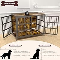 Vista 2 de Mueble Jaula para Perros de 46'' Jaula para Perros de Raza Grande Jaulas para Perros de Interior Jaulas para Perros de Madera Mesa Auxiliar Jaula