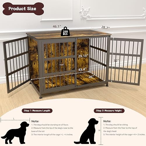 Miniatura 2 de Mueble Jaula para Perros de 46'' Jaula para Perros de Raza Grande Jaulas para Perros de Interior Jaulas para Perros de Madera Mesa Auxiliar Jaula