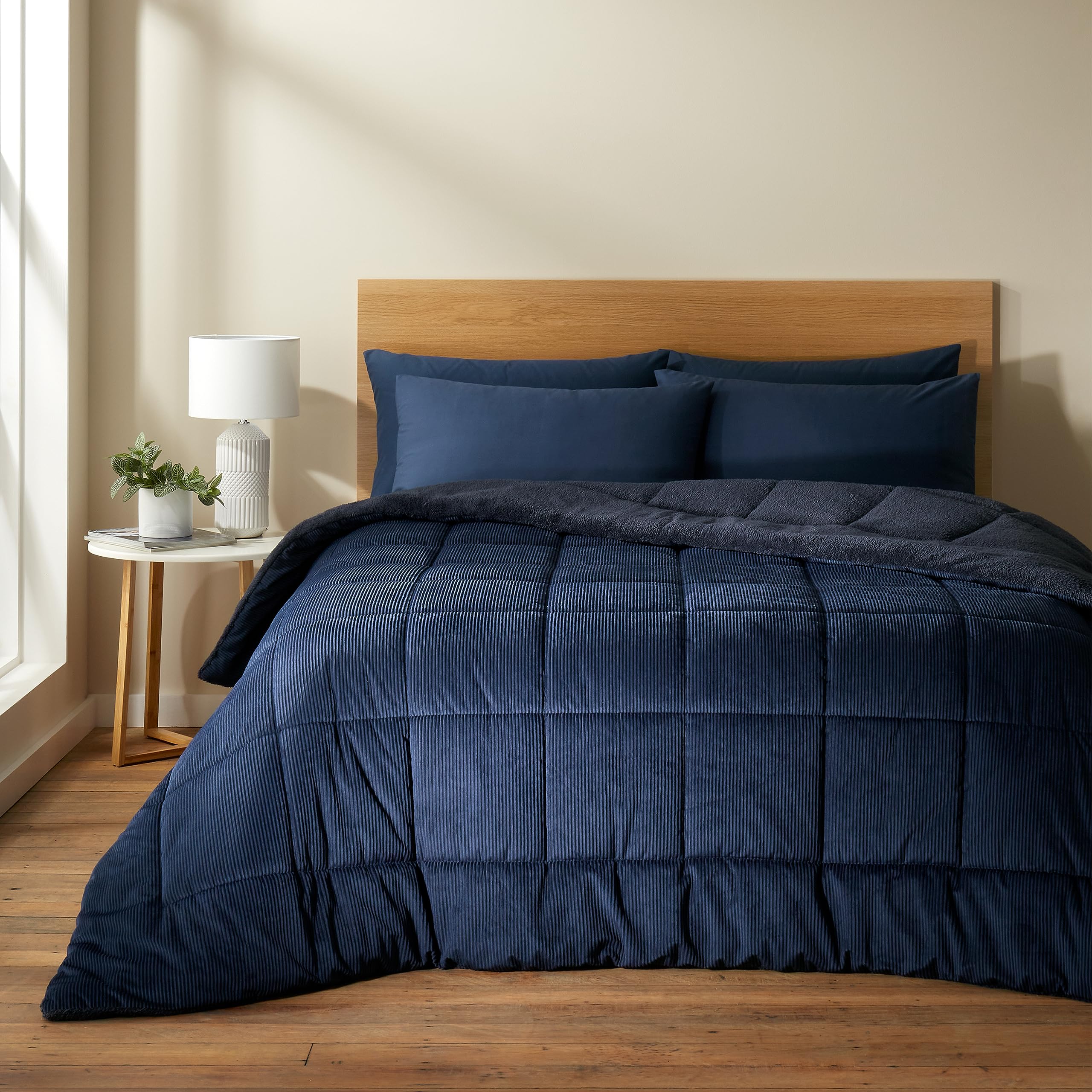 Catherine Lansfield Cosy Cord Coverless 6.5 Tog Comforter Duvet Navy Blue