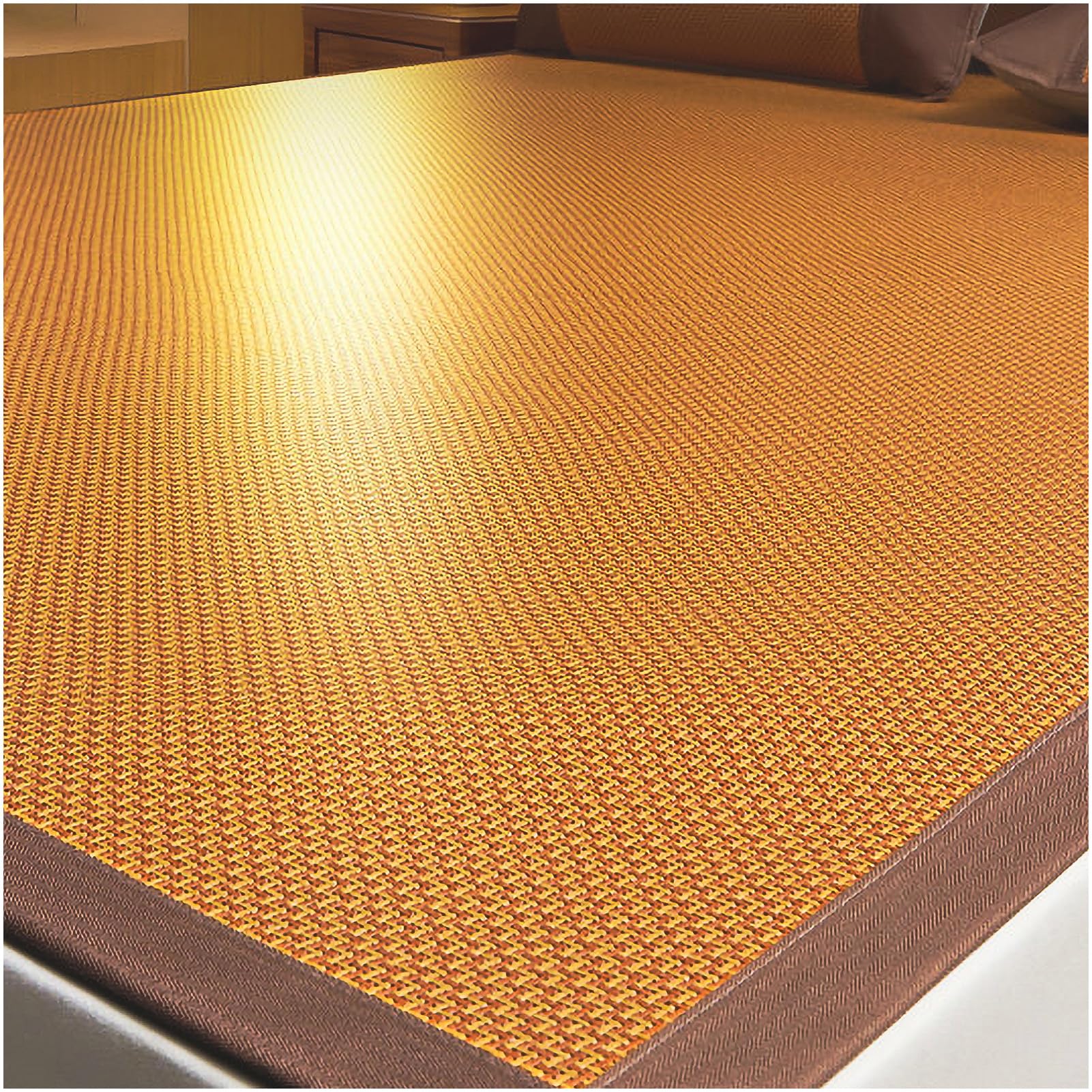 AVSMGP ,B,150×195cm(59.1×76.8"), Cooling Mat for Bed for Sleeping with Pillowcases– Handmade Double-Sided Rattan & Ice Silk Summer Mat, Breathable Foldable Full Size for Home, Dormitory